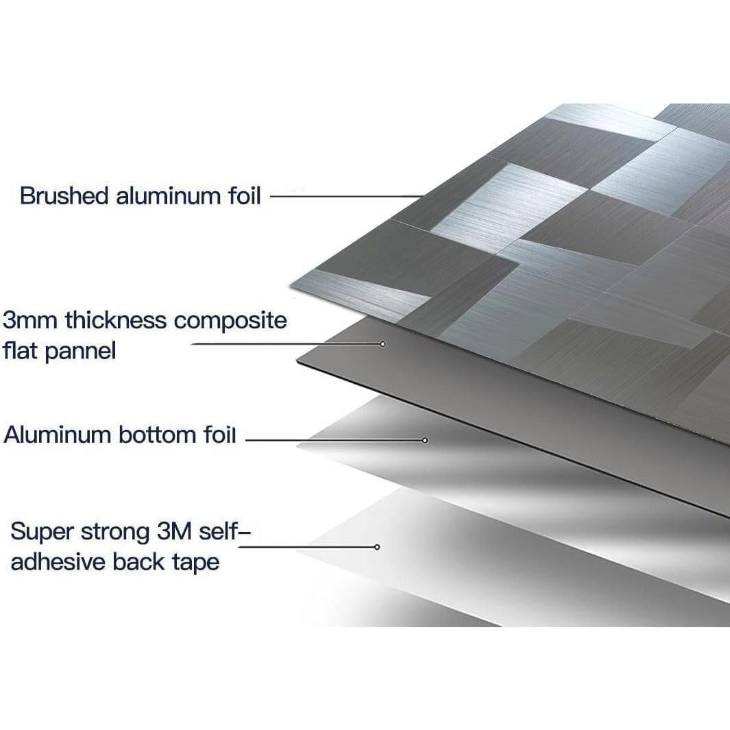 Azulejo Mosaico Autoadhesivo Weimeisc 10 Hojas Acero Inoxidable