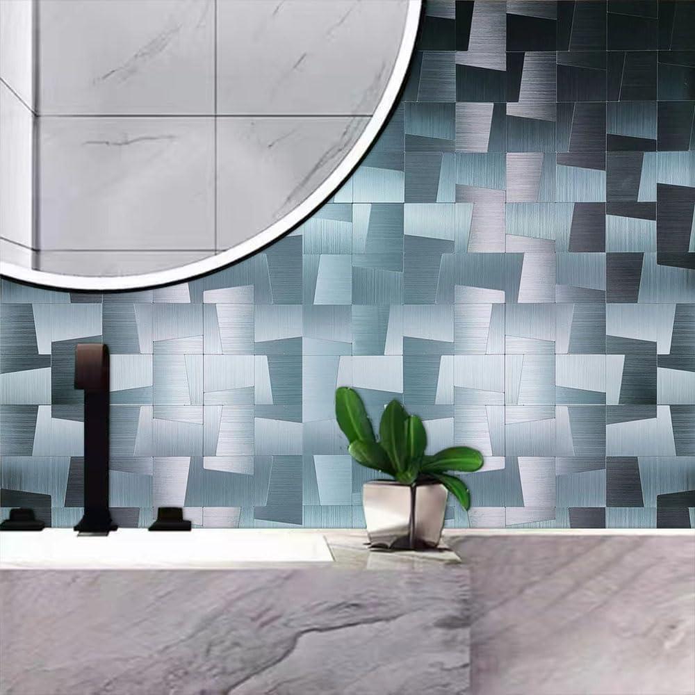 Azulejo Mosaico Autoadhesivo Weimeisc 10 Hojas Acero Inoxidable