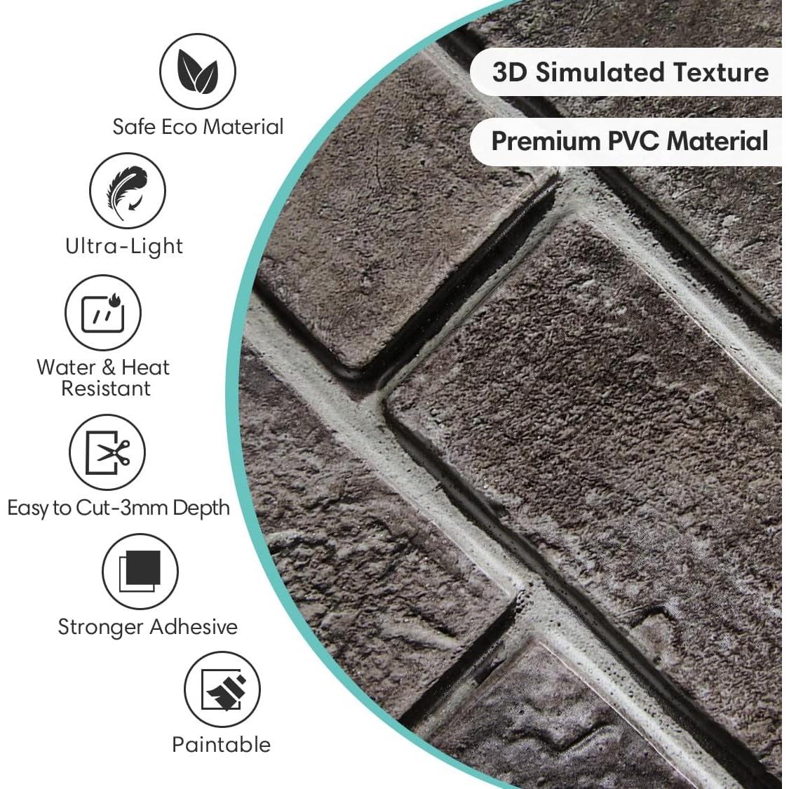 Papel Tapiz 3D Ladrillo Falso Commomy 30x30 cm 10 Piezas