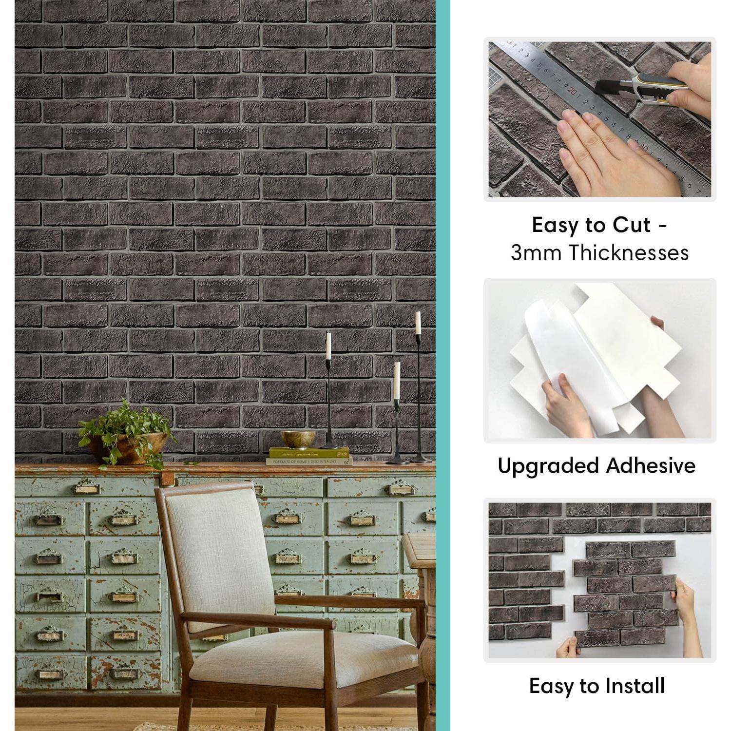 Papel Tapiz 3D Ladrillo Falso Commomy 30x30 cm 10 Piezas