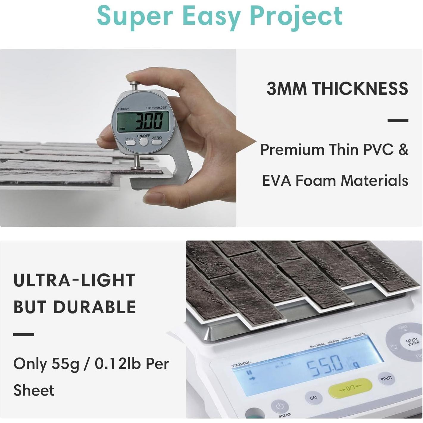 Papel Tapiz 3D Ladrillo Falso Commomy 30x30 cm 10 Piezas