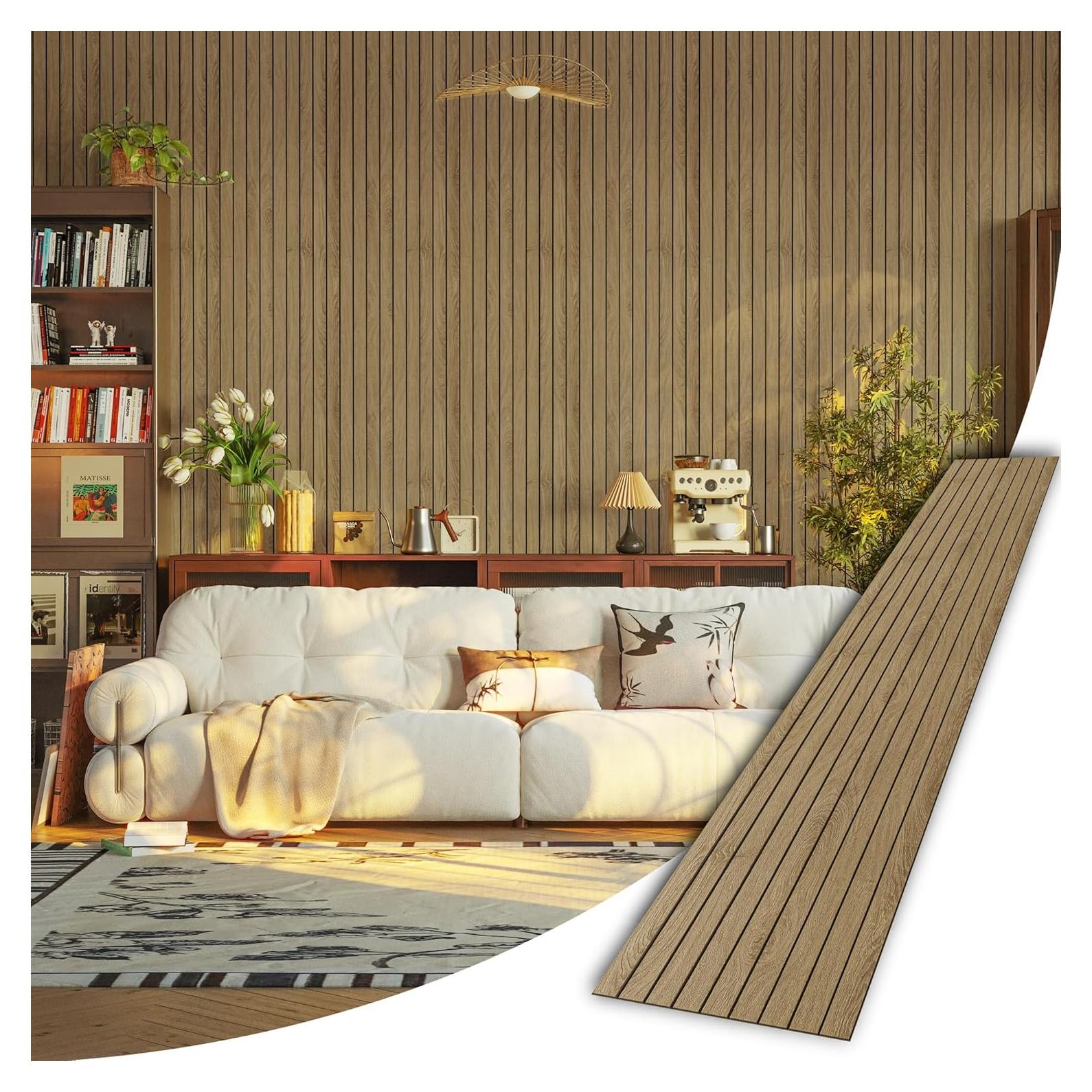 Paneles de Pared Autoadhesivos Abyssaly 3D Madera Marrón 1.20 m²