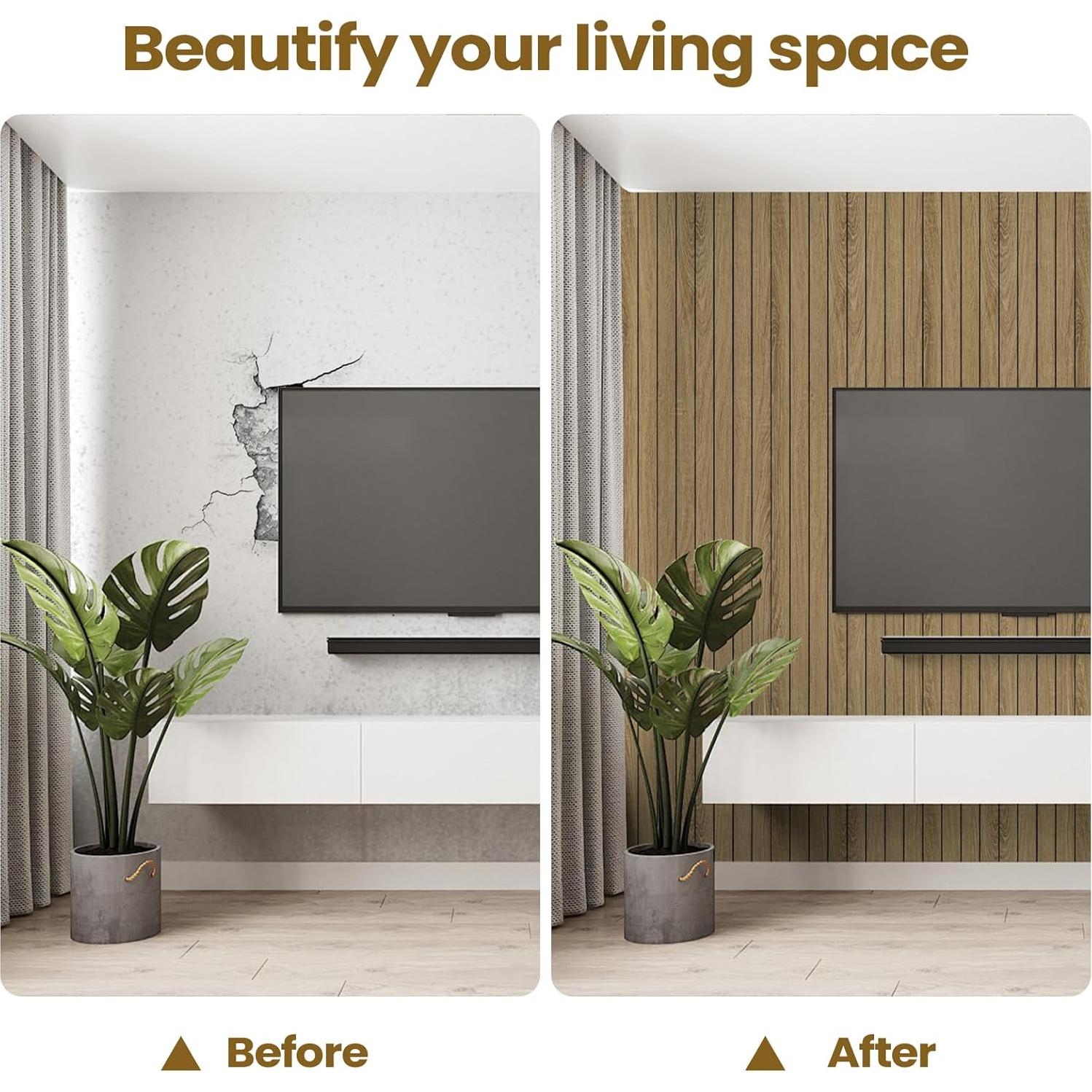 Paneles de Pared Autoadhesivos Abyssaly 3D Madera Marrón 1.20 m²