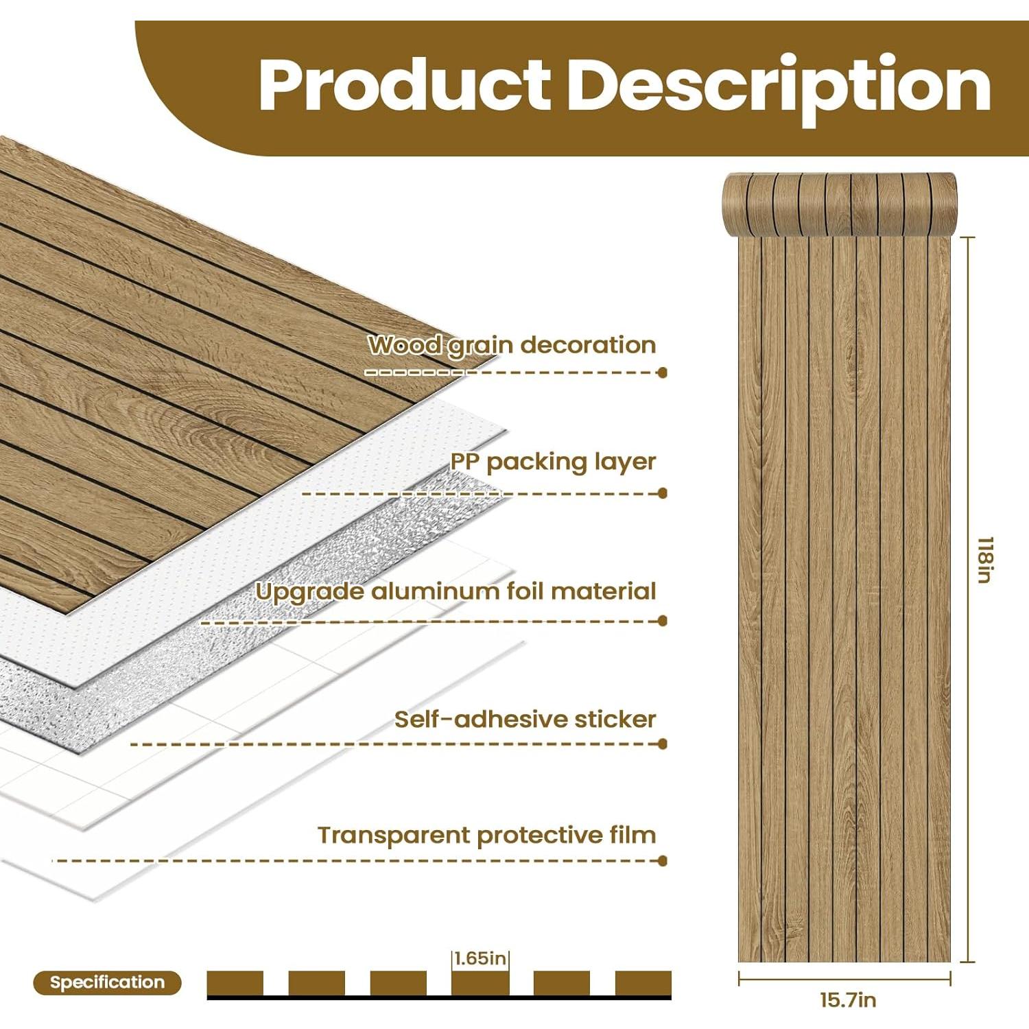Paneles de Pared Autoadhesivos Abyssaly 3D Madera Marrón 1.20 m²