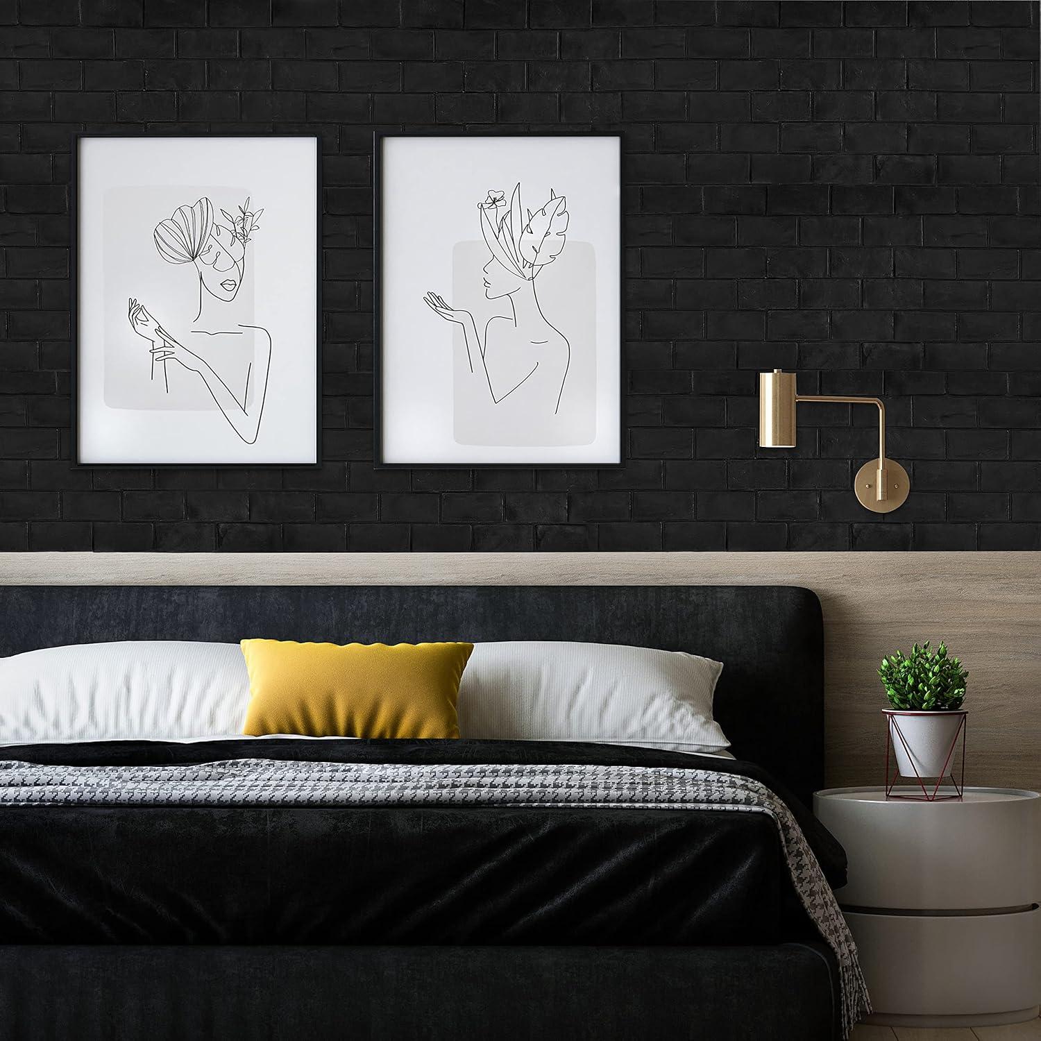 Paneles de Pared 3D Circloophs Autoadhesivos Ladrillo Negro 30 Piezas