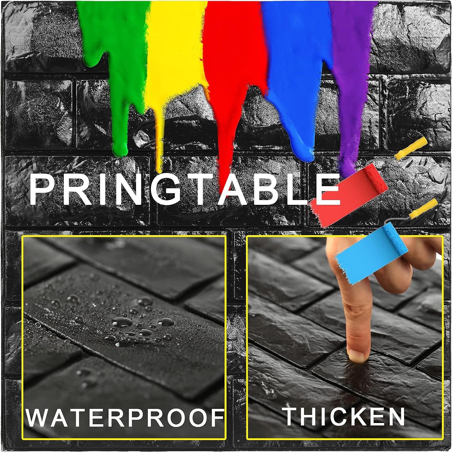 Paneles de Pared 3D Circloophs Autoadhesivos Ladrillo Negro 30 Piezas