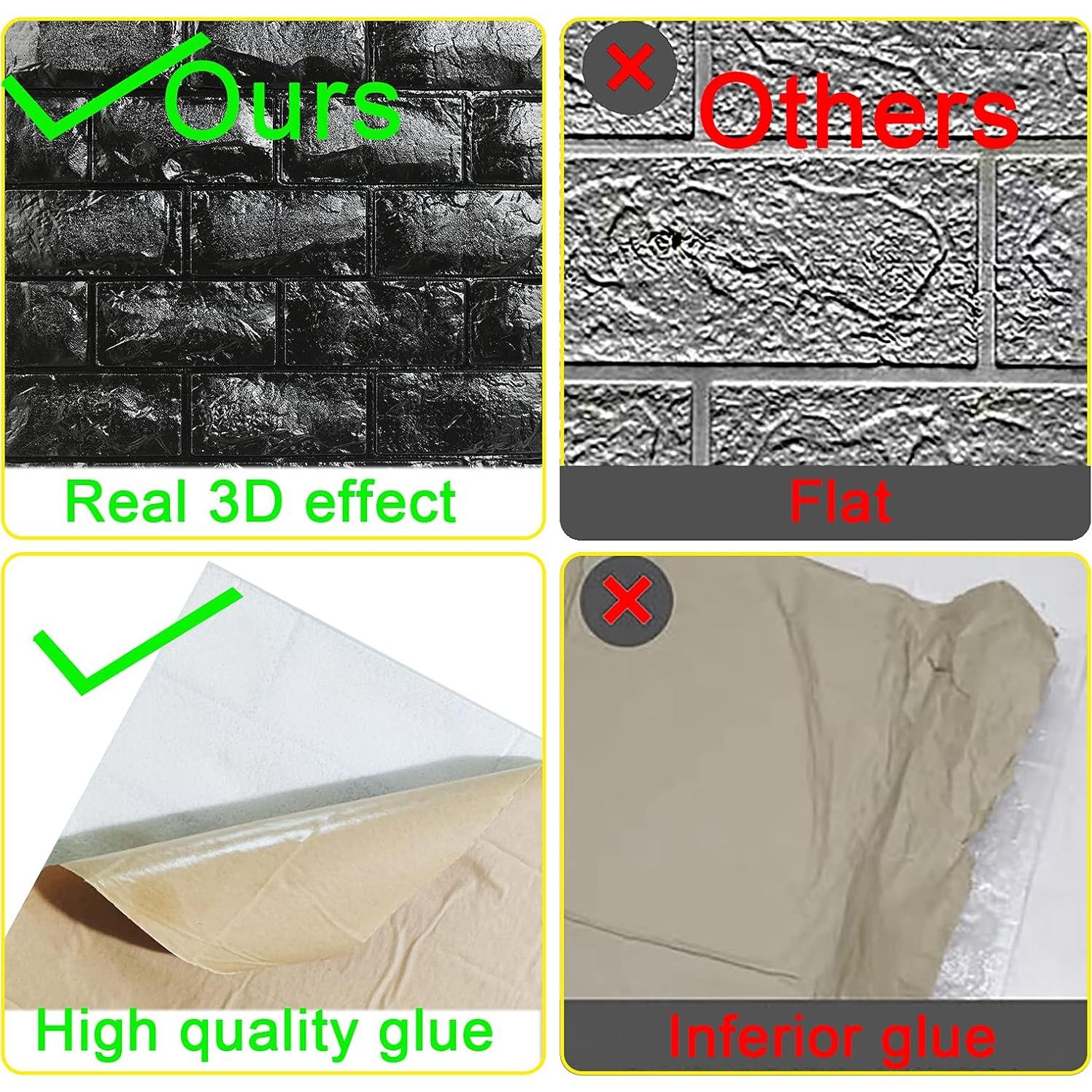 Paneles de Pared 3D Circloophs Autoadhesivos Ladrillo Negro 30 Piezas