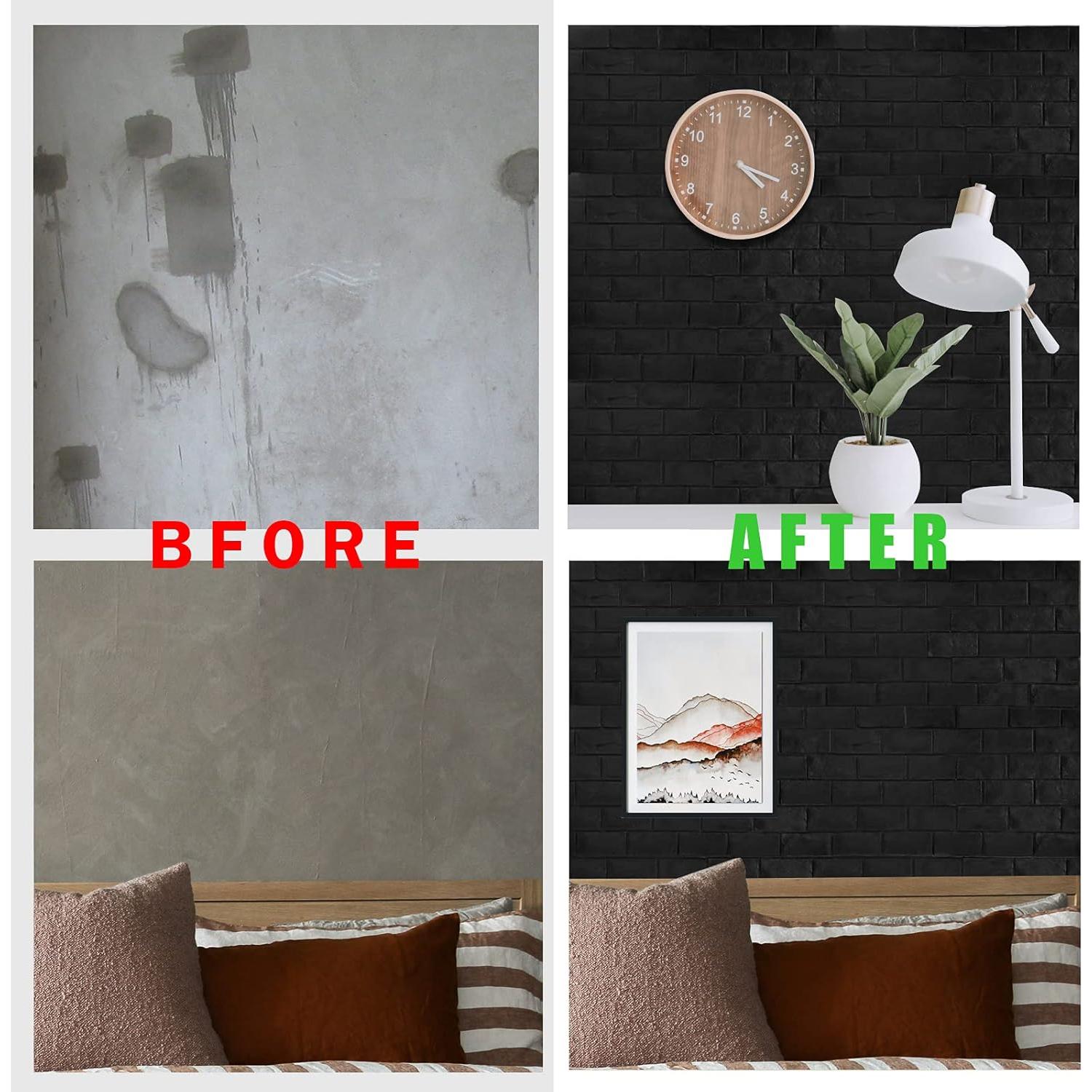 Paneles de Pared 3D Circloophs Autoadhesivos Ladrillo Negro 30 Piezas