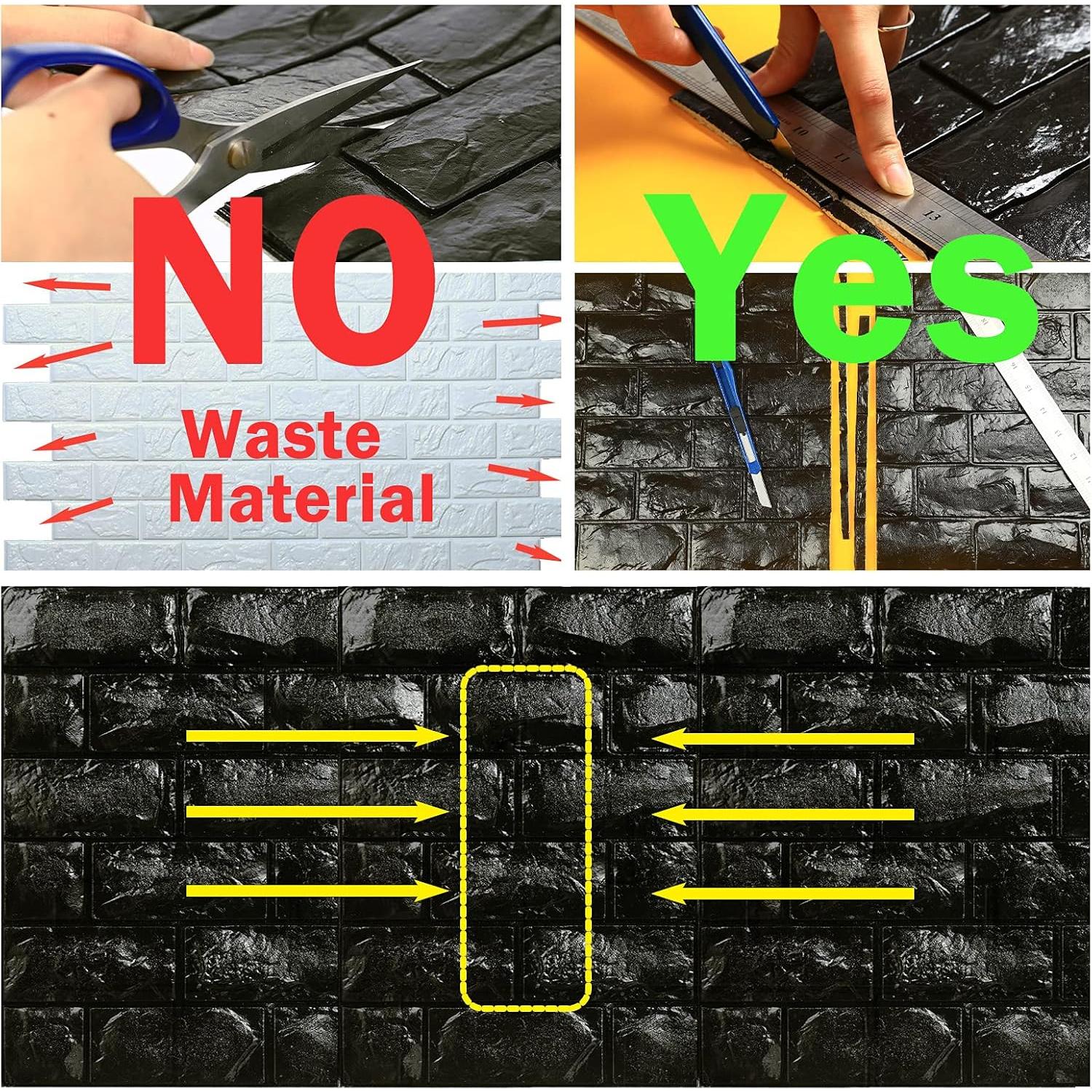 Paneles de Pared 3D Circloophs Autoadhesivos Ladrillo Negro 30 Piezas