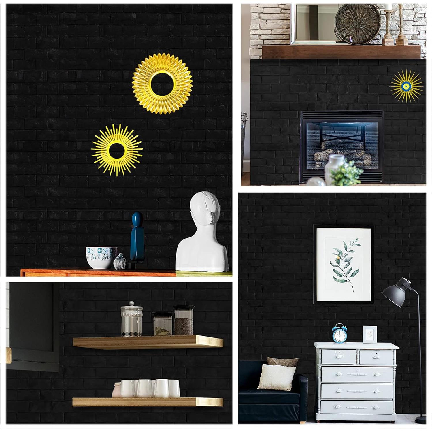 Paneles de Pared 3D Circloophs Autoadhesivos Ladrillo Negro 30 Piezas