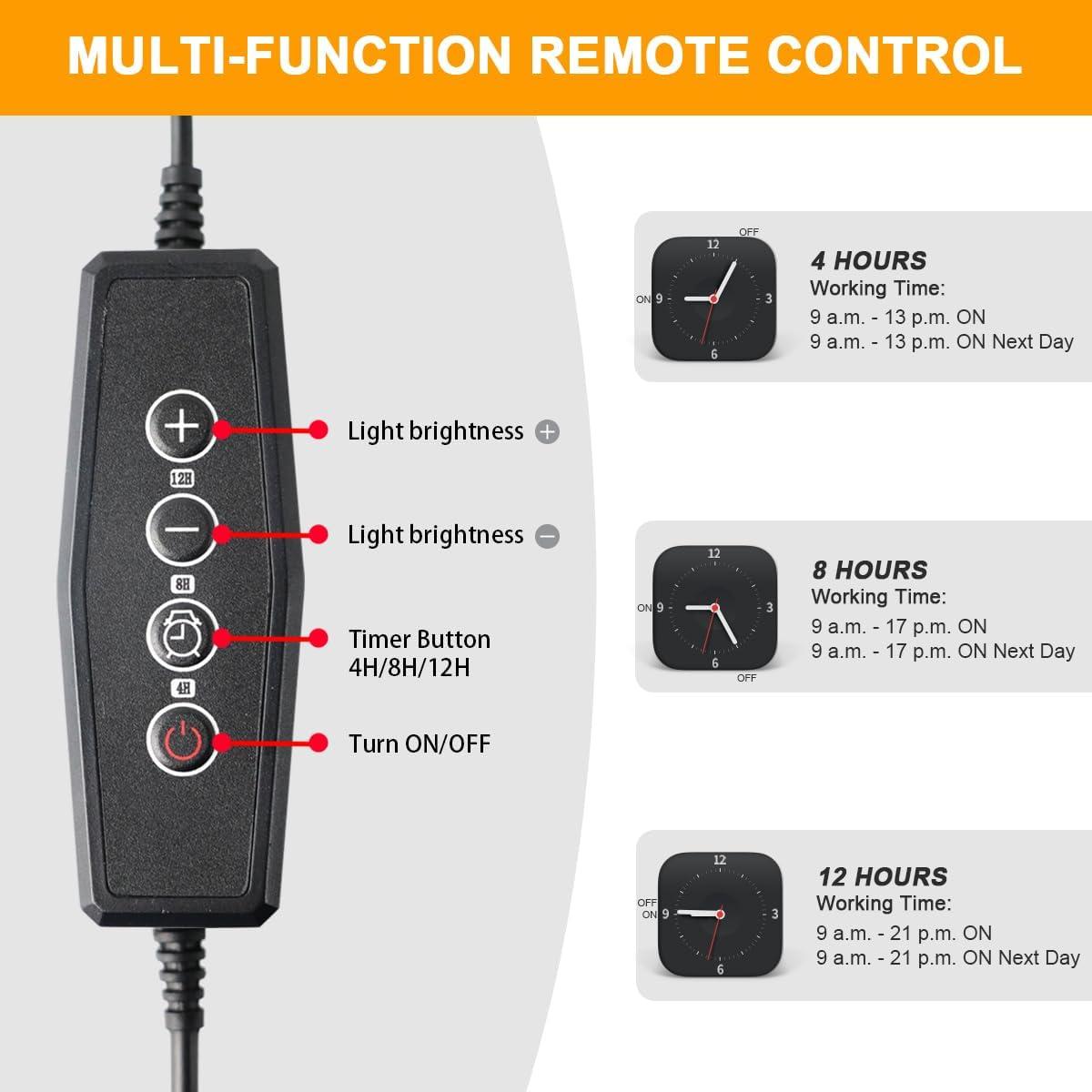 Lámpara de Crecimiento LED TSJZZ 6000K 108 LEDs Ajustable