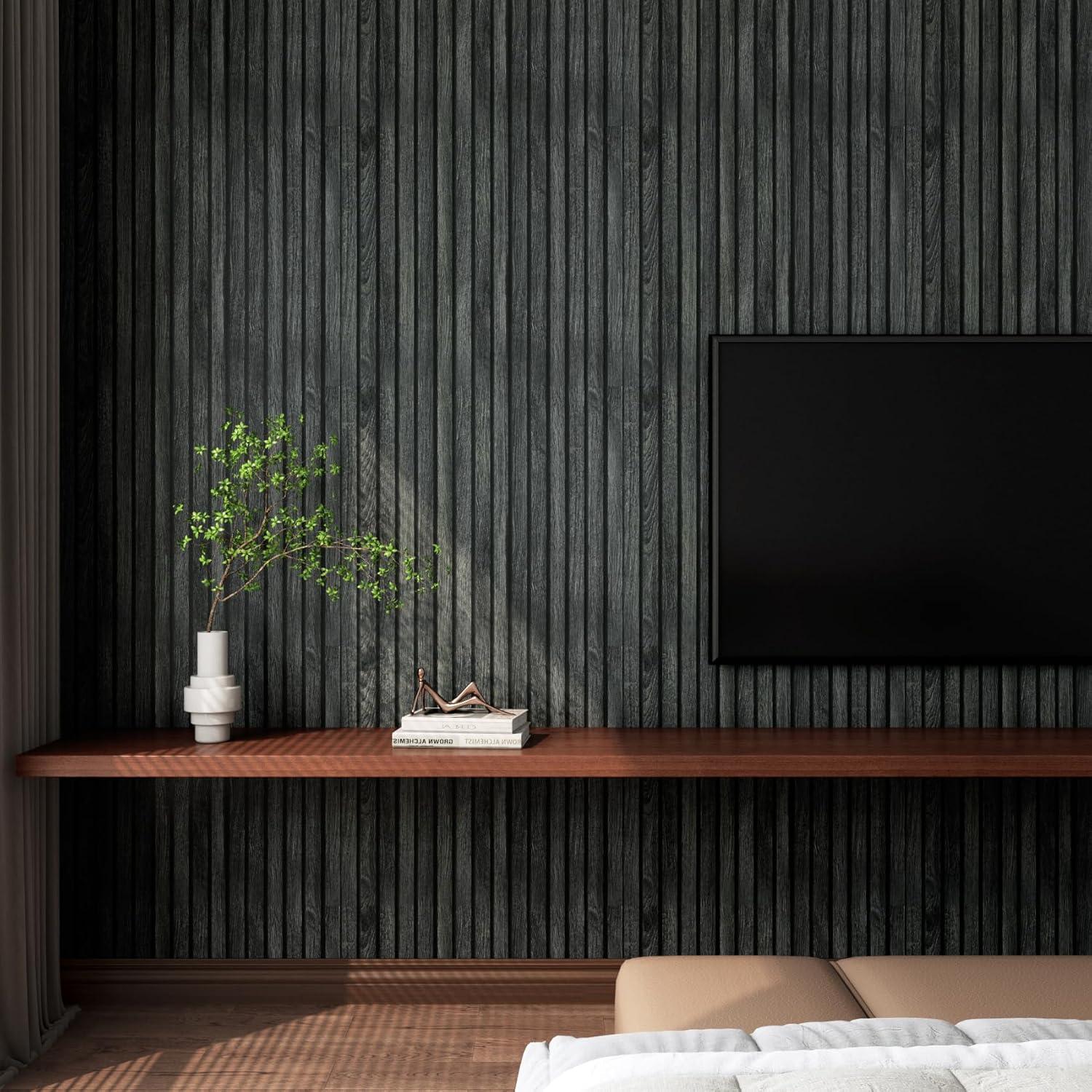 Papel Tapiz Autoadhesivo LaCheery Madera Negra 0.81 m²