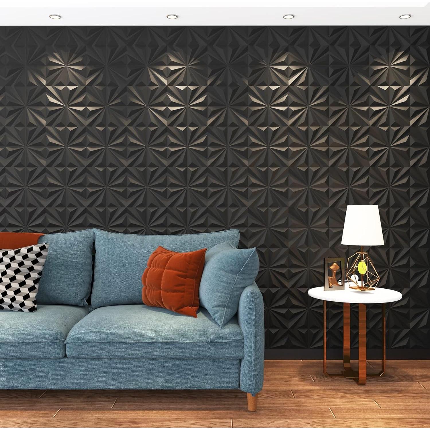 Paneles de Pared 3D MIX3D PVC Negro Mate 33 Piezas 2.97 m²