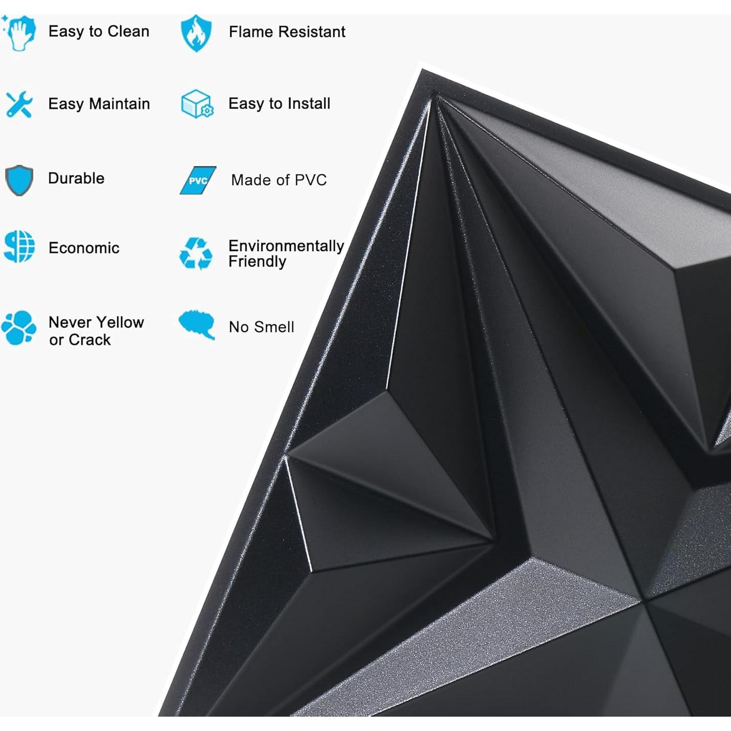 Paneles de Pared 3D MIX3D PVC Negro Mate 33 Piezas 2.97 m²