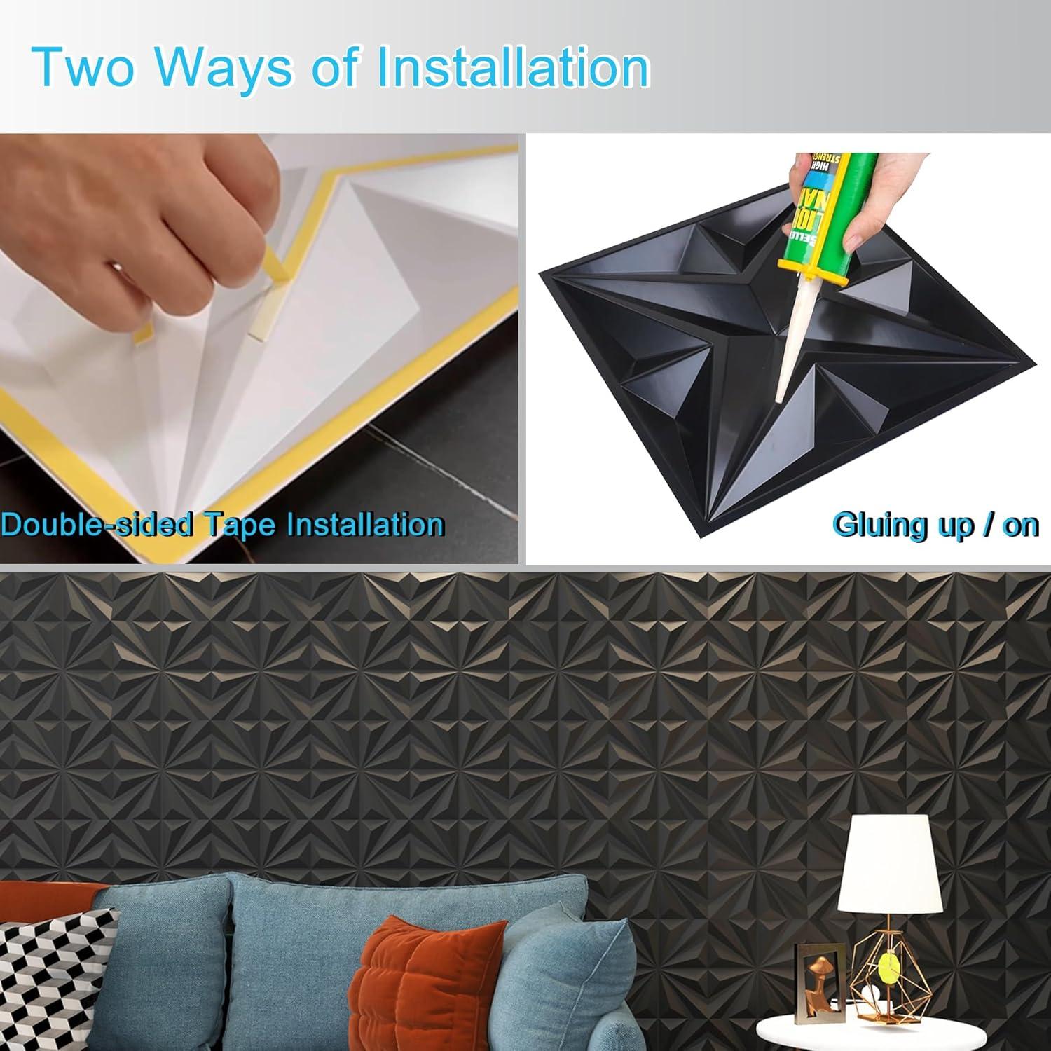 Paneles de Pared 3D MIX3D PVC Negro Mate 33 Piezas 2.97 m²