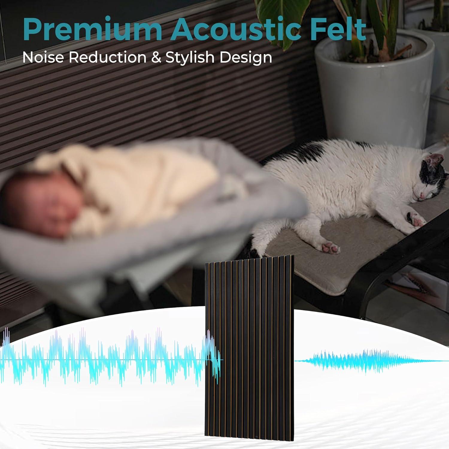 Paneles Acústicos de Madera FORTUNO 4 Pcs 120x60 cm Negro