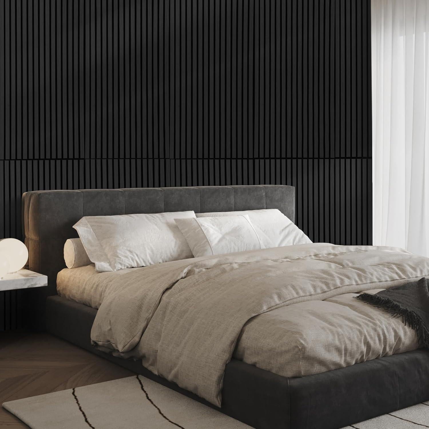 Paneles Acústicos de Madera FORTUNO 4 Pcs 120x60 cm Negro