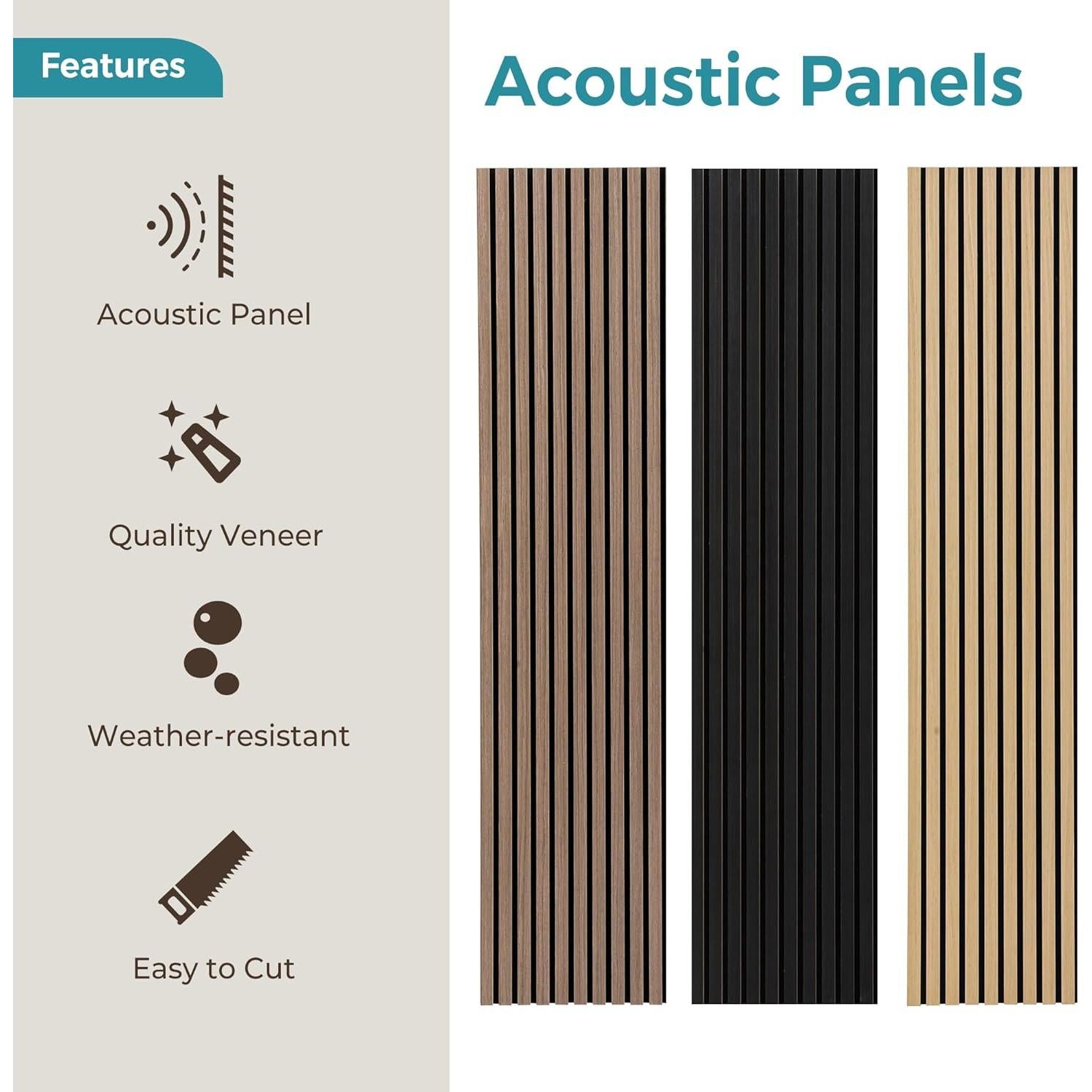 Paneles Acústicos de Madera FORTUNO 4 Pcs 120x60 cm Negro