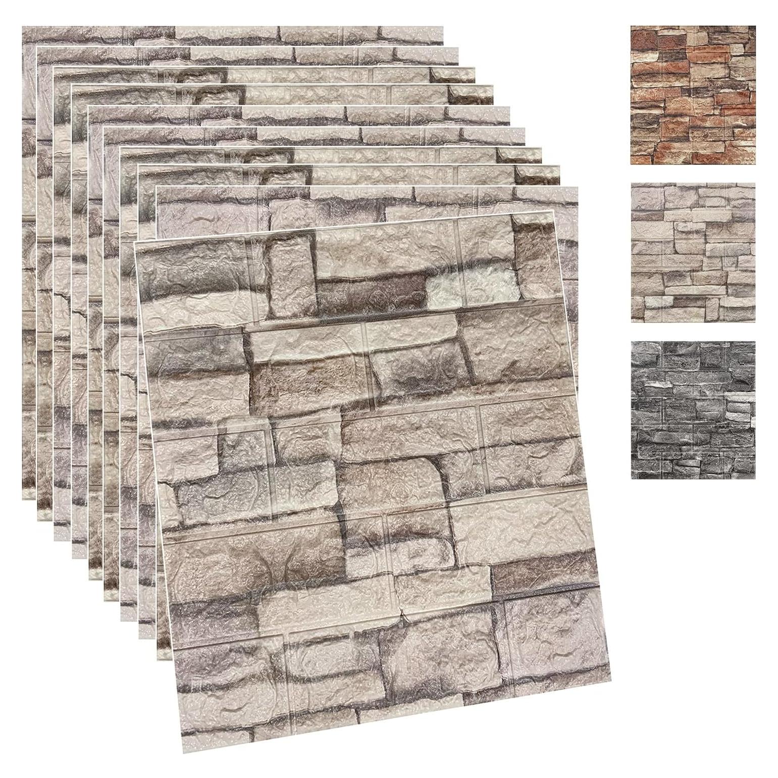 Paneles de Pared 3D Autoadhesivos Yutianli 10PCS Ladrillo Falso