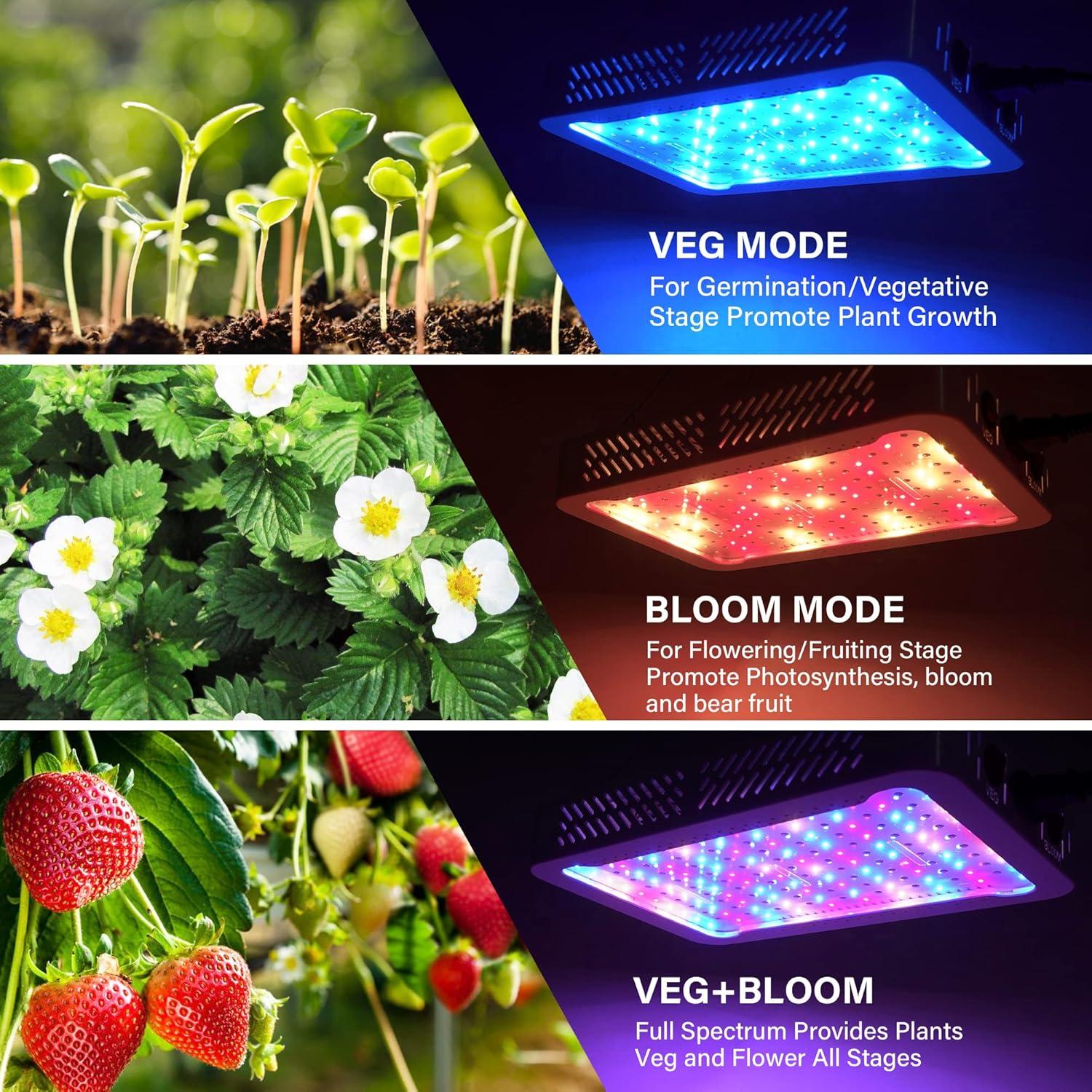 Luz de Cultivo LED Beelux 1000W Espectro Completo para Plantas