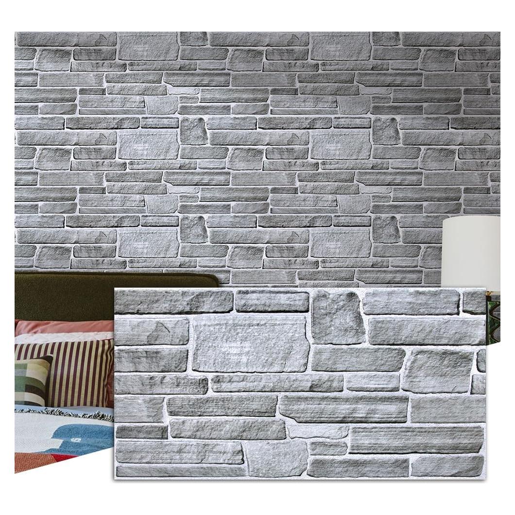 Paneles de Pared 3D Autoadhesivos Commomy 12 Pcs Piedra 2.09 m²