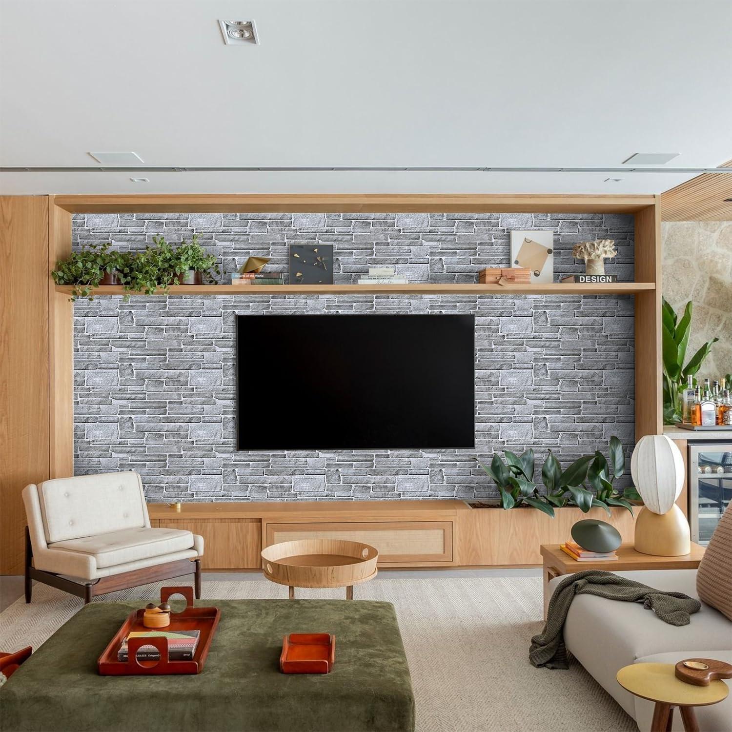 Paneles de Pared 3D Autoadhesivos Commomy 12 Pcs Piedra 2.09 m²