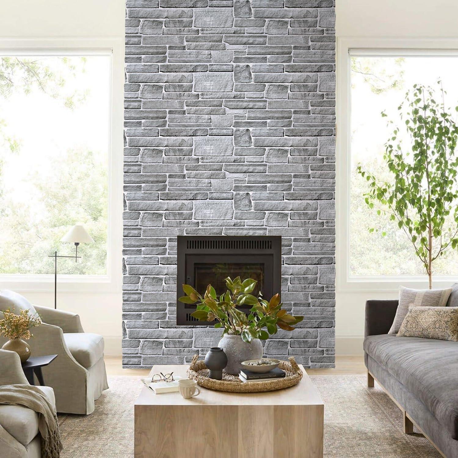 Paneles de Pared 3D Autoadhesivos Commomy 12 Pcs Piedra 2.09 m²