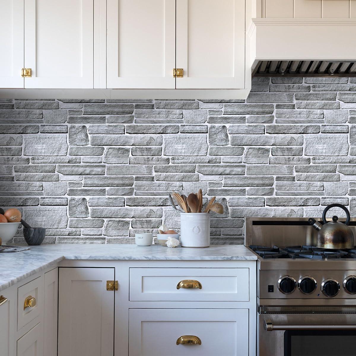 Paneles de Pared 3D Autoadhesivos Commomy 12 Pcs Piedra 2.09 m²