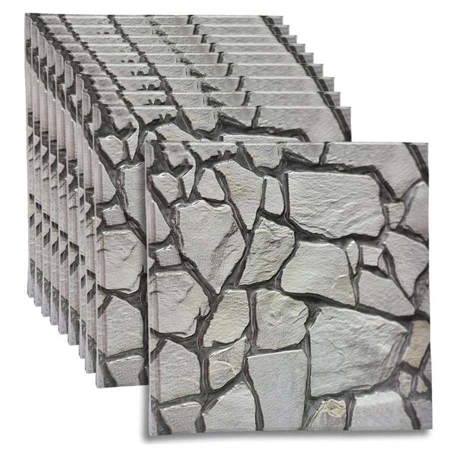 Paneles de Pared 3D Autoadhesivos szgwtk - Piedra Gris, 10 Piezas