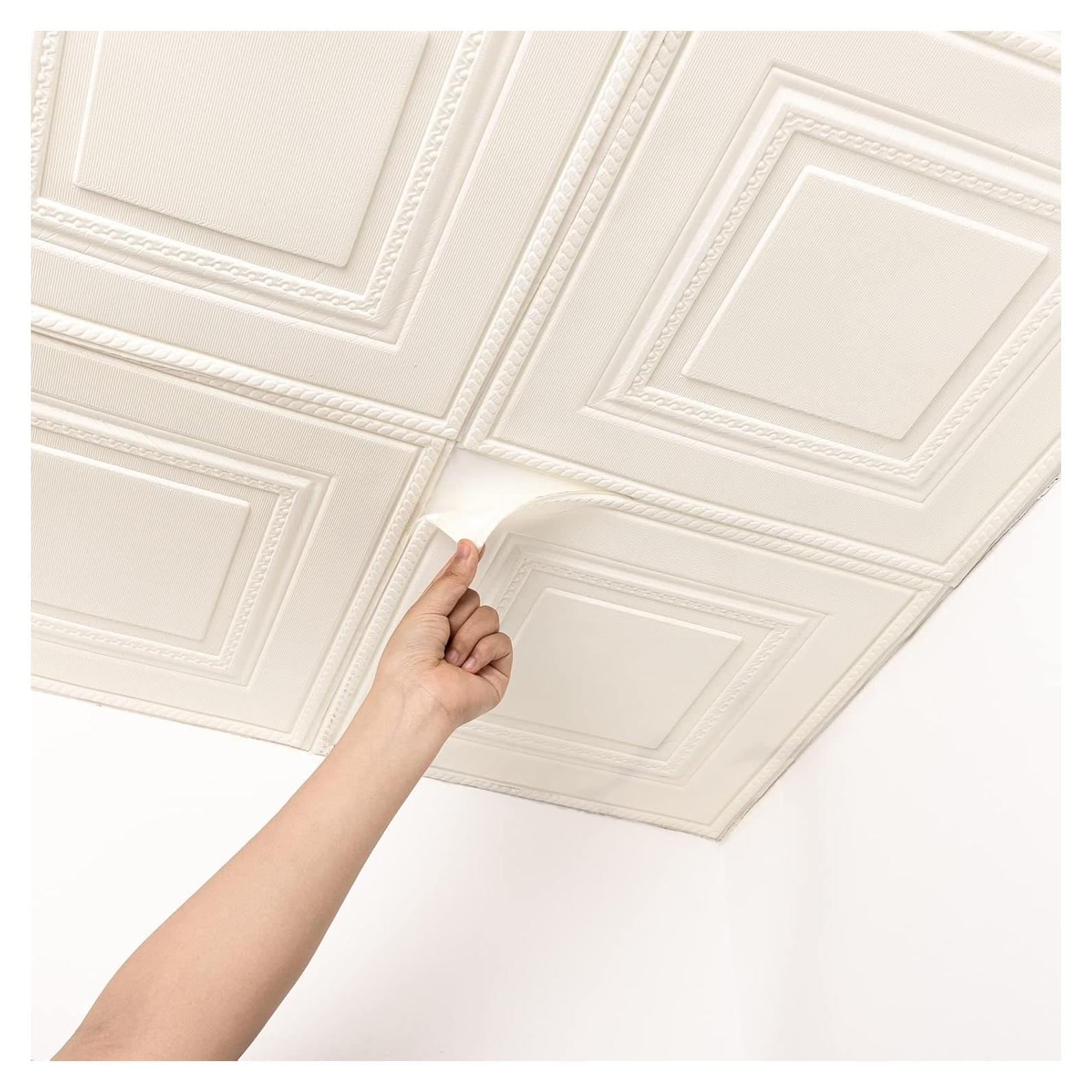 32 Azulejos de Techo Autoadhesivos Dureidos 3D Espuma Blanco