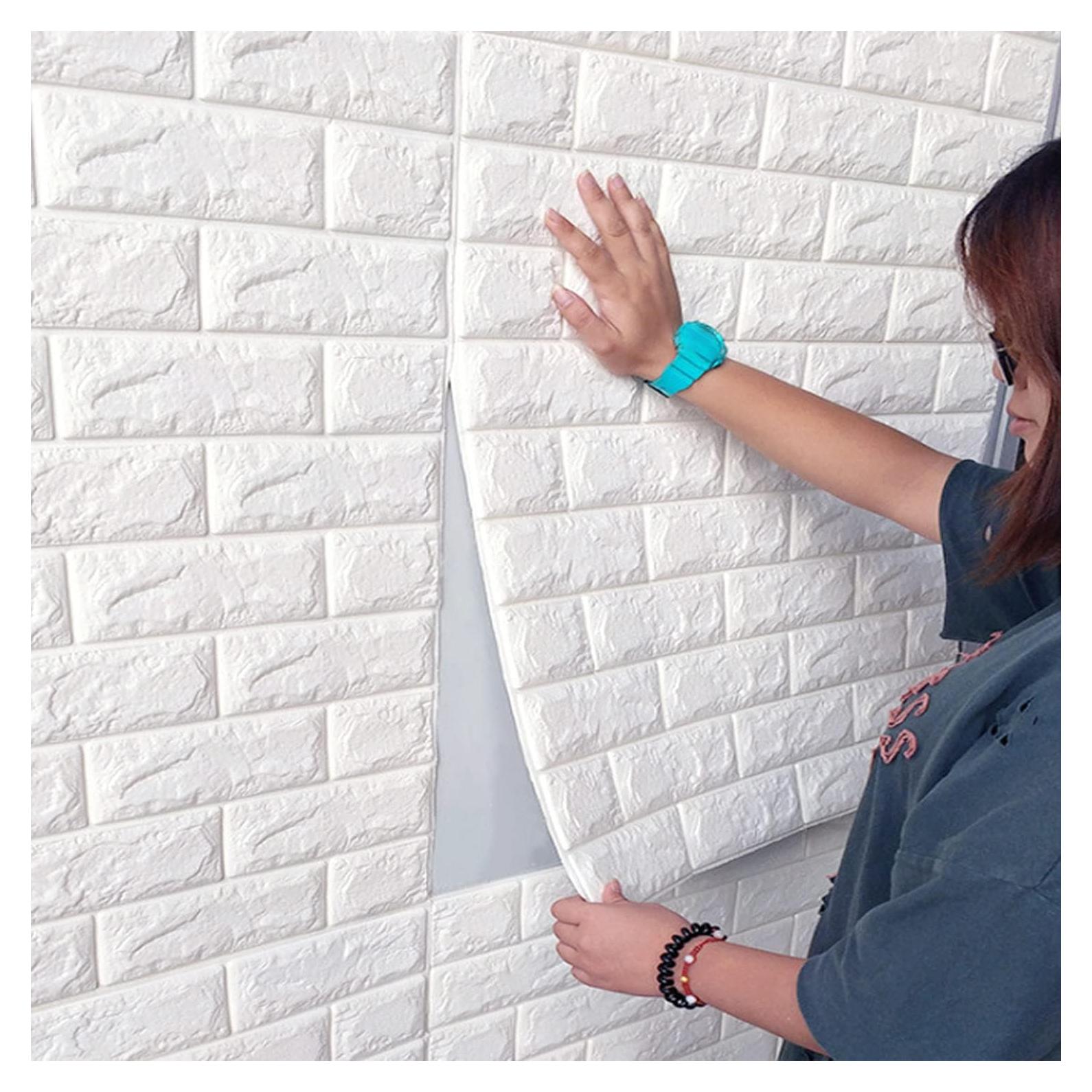 Paneles de Pared 3D Autoadhesivos lehom 10 Pcs Blanco 76.2x69.9 cm