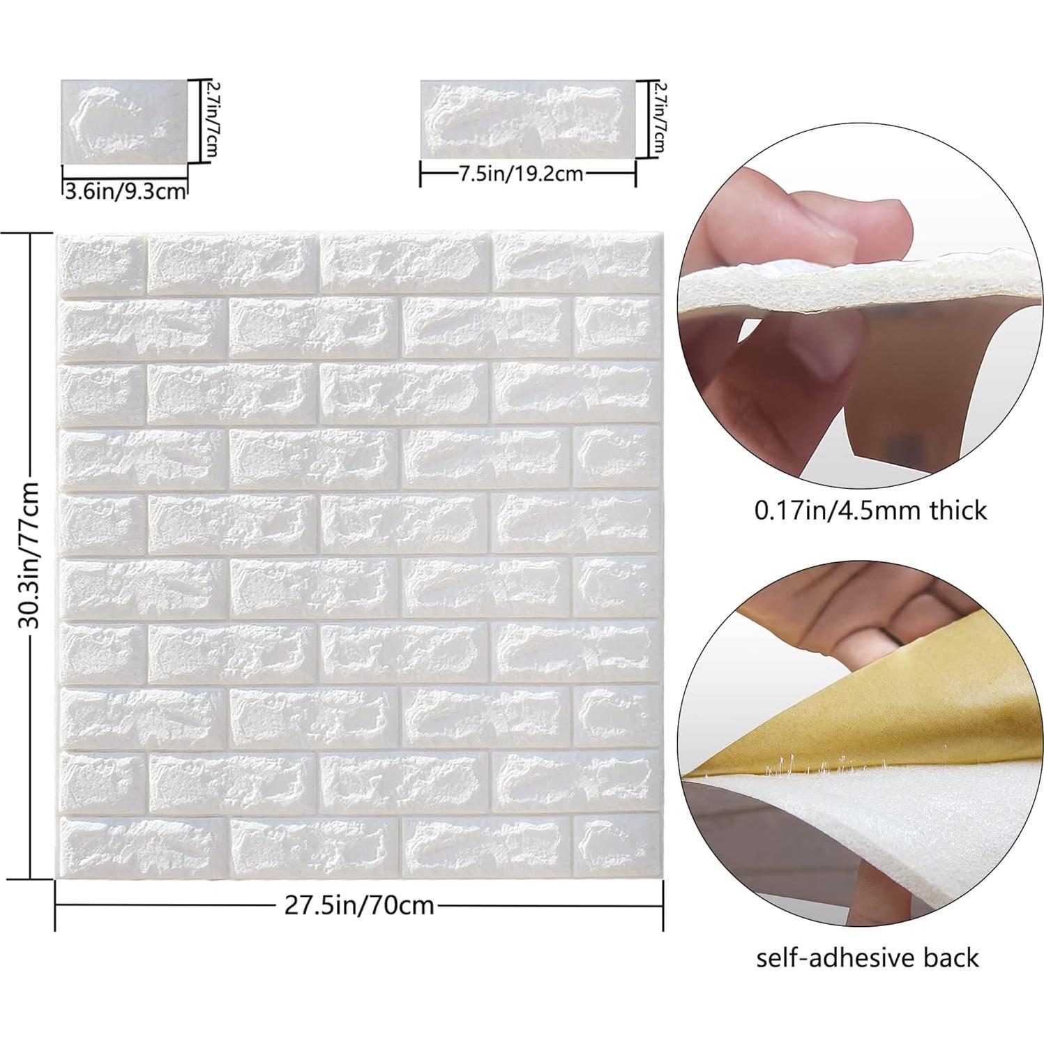 Paneles de Pared 3D Autoadhesivos lehom 10 Pcs Blanco 76.2x69.9 cm