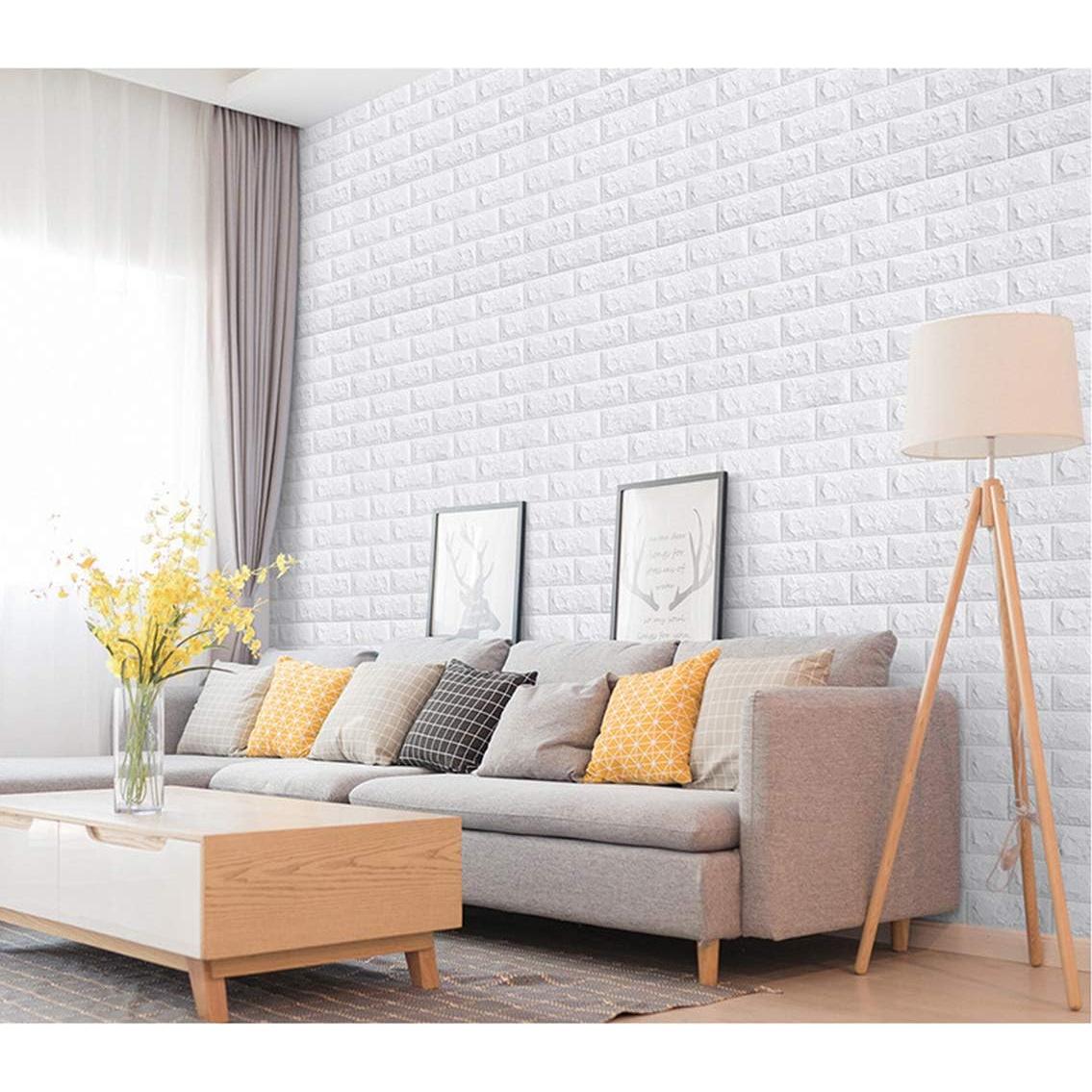 Paneles de Pared 3D Autoadhesivos lehom 10 Pcs Blanco 76.2x69.9 cm