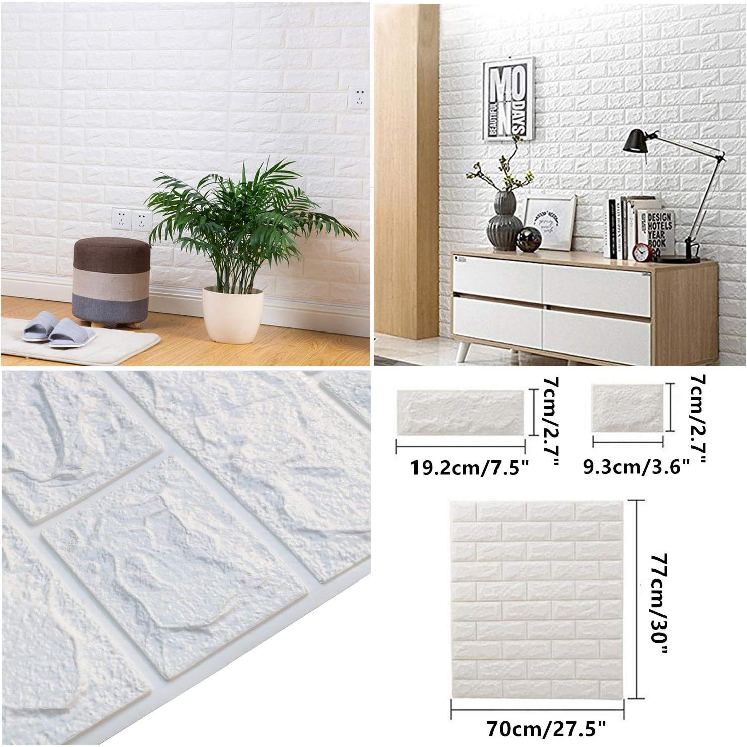 Paneles de Pared 3D Autoadhesivos lehom 10 Pcs Blanco 76.2x69.9 cm