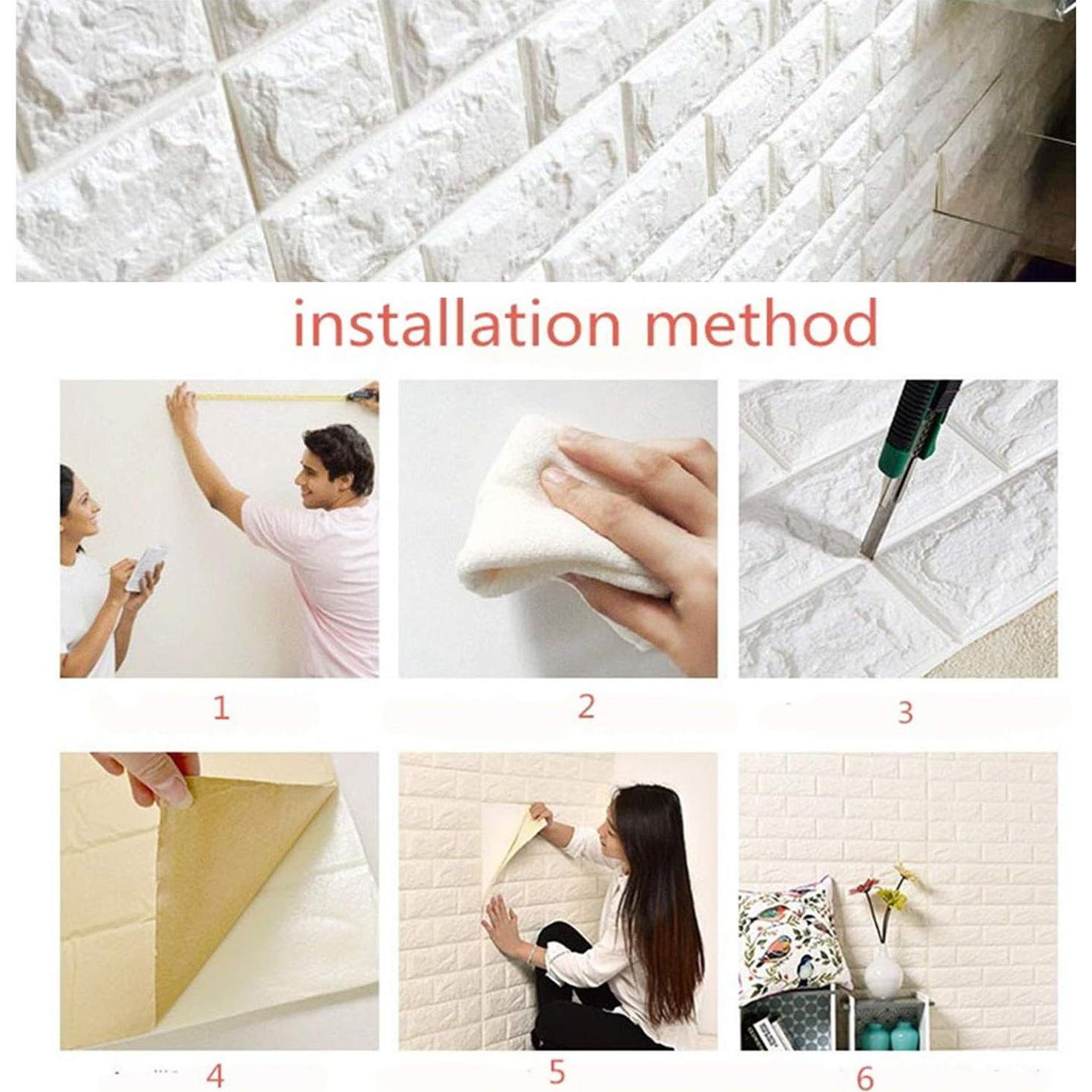 Paneles de Pared 3D Autoadhesivos lehom 10 Pcs Blanco 76.2x69.9 cm