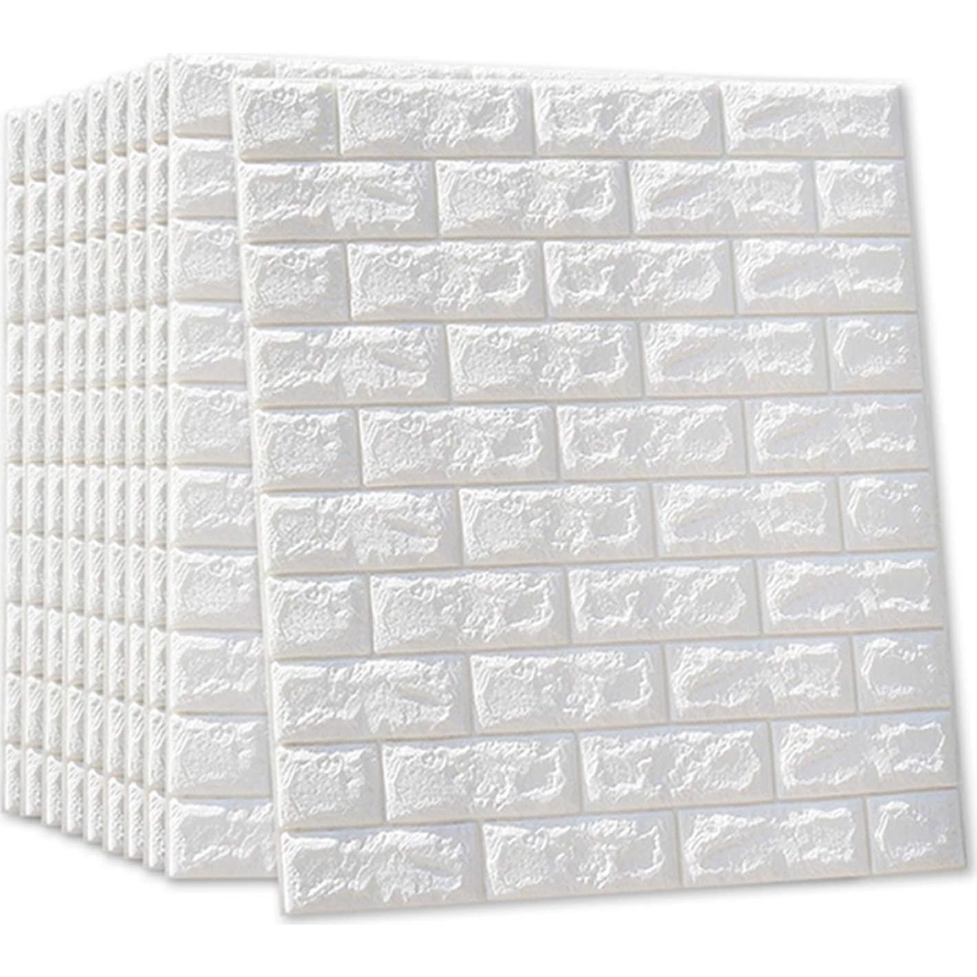 Paneles de Pared 3D Autoadhesivos lehom 10 Pcs Blanco 76.2x69.9 cm