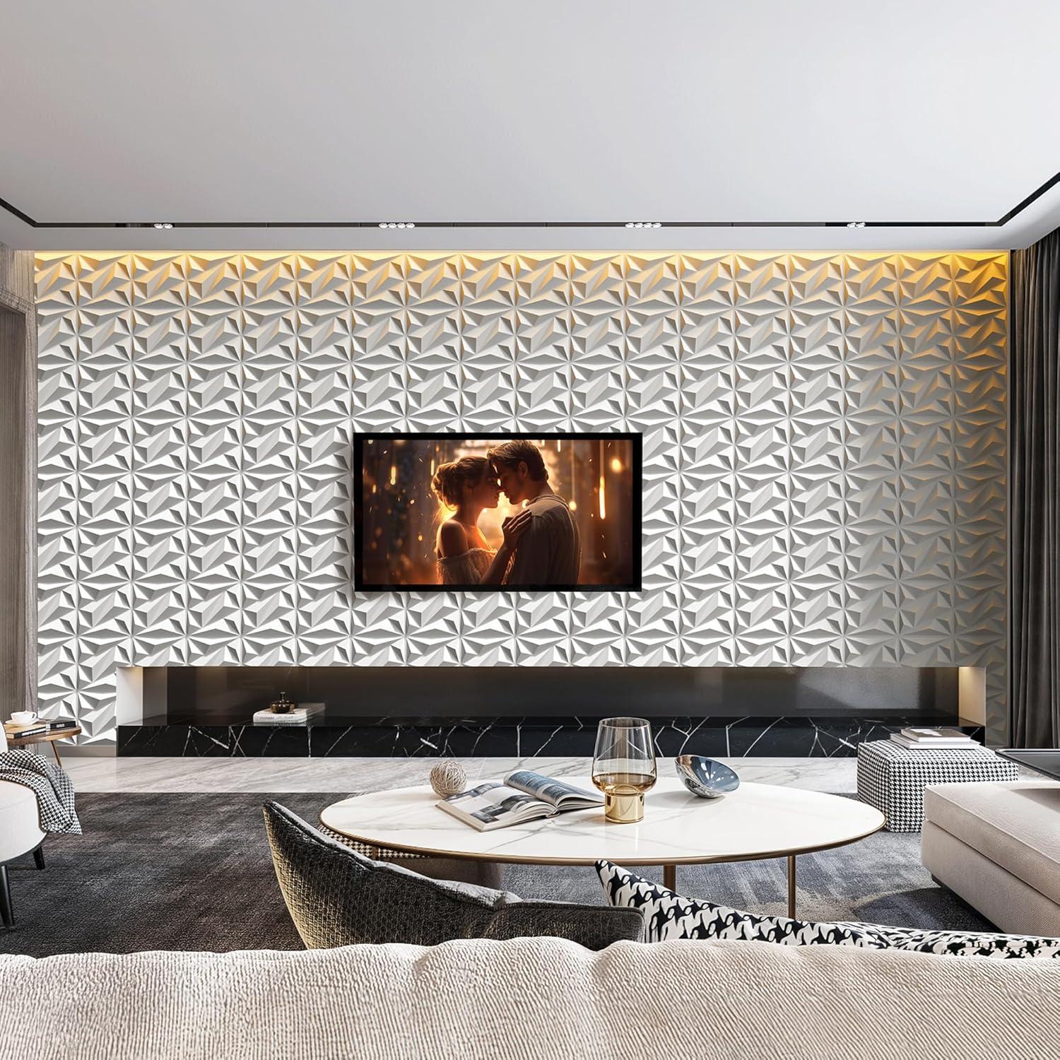 Paneles de Pared 3D INMOZATA Blancos 30.48x30.48cm - 33 Piezas