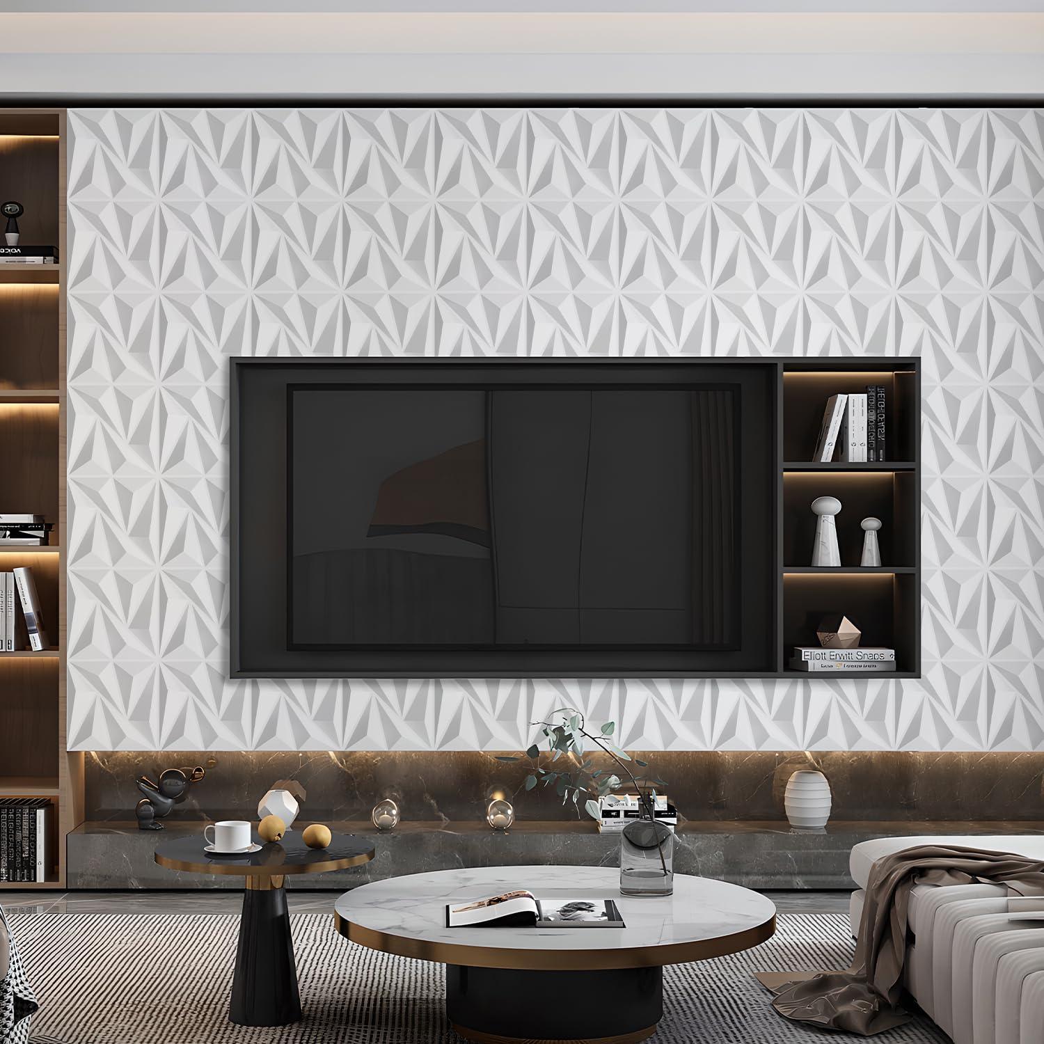 Paneles de Pared 3D STICKGOO Blancos 33 Piezas 30.48cm x 30.48cm