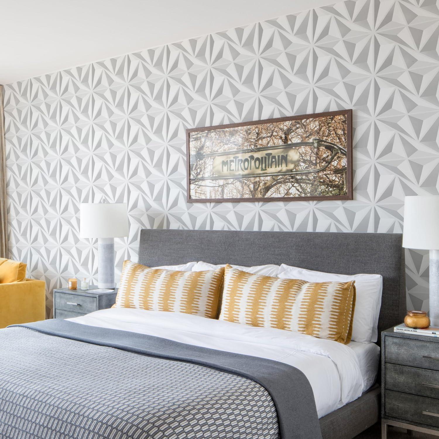 Paneles de Pared 3D STICKGOO Blancos 33 Piezas 30.48cm x 30.48cm