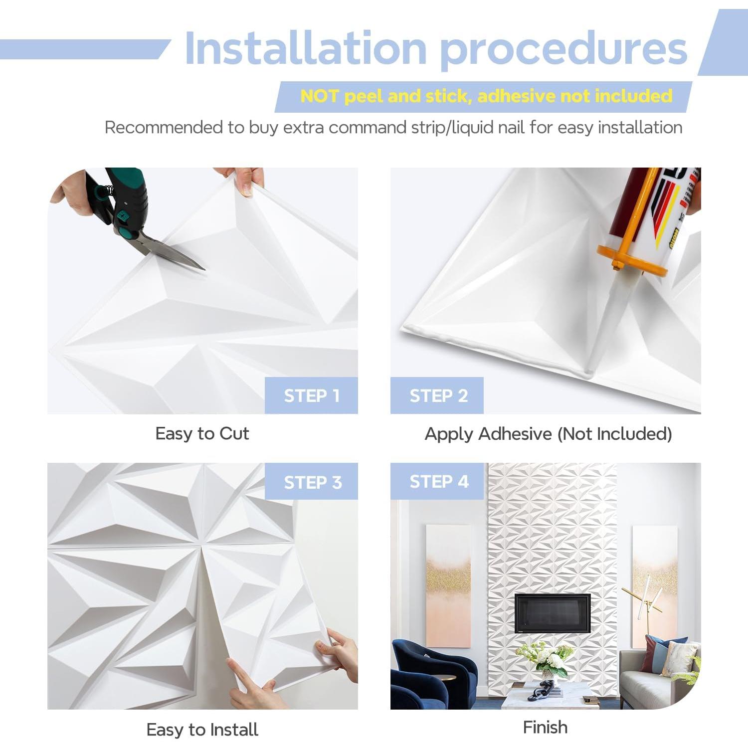 Paneles de Pared 3D STICKGOO Blancos 33 Piezas 30.48cm x 30.48cm