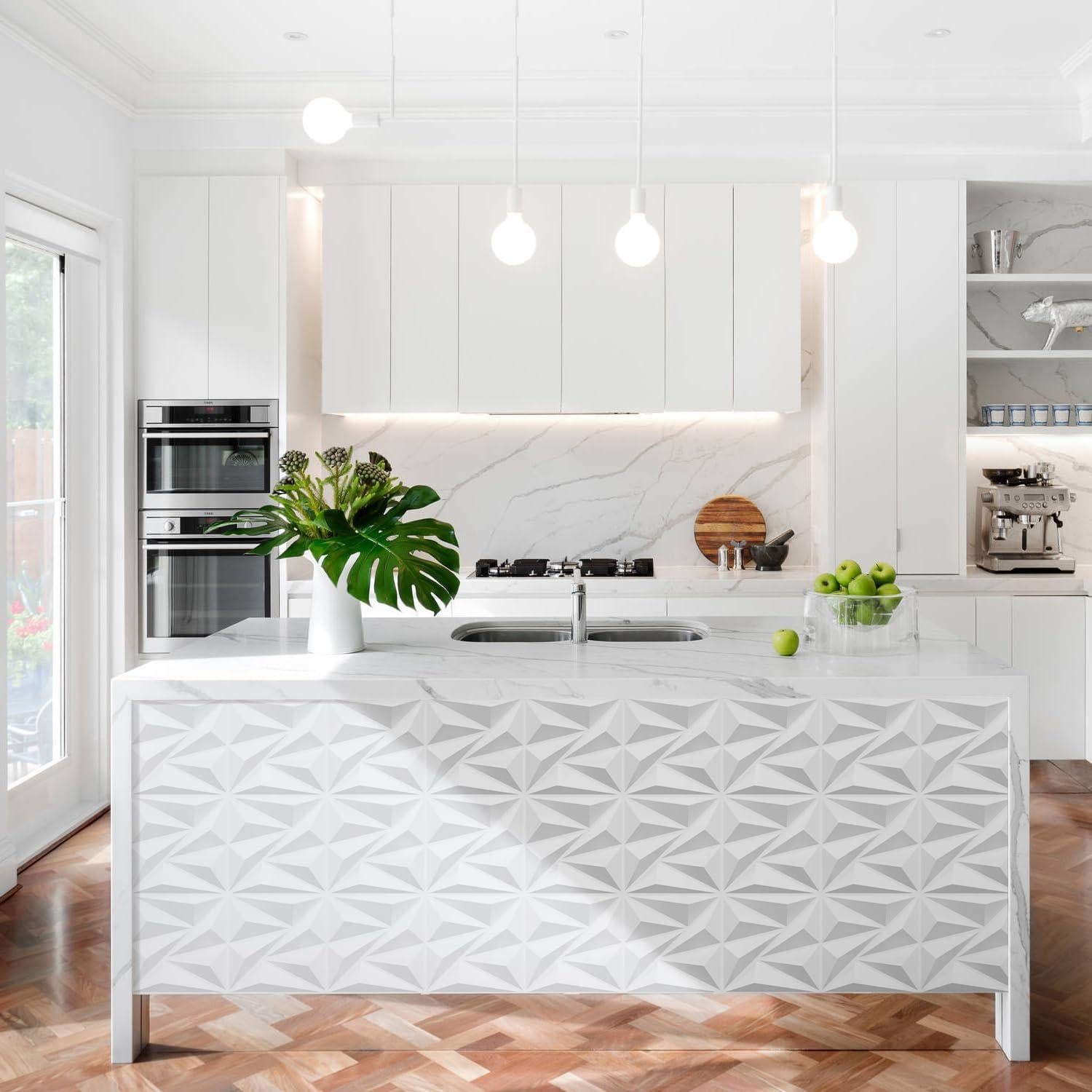 Paneles de Pared 3D STICKGOO Blancos 33 Piezas 30.48cm x 30.48cm