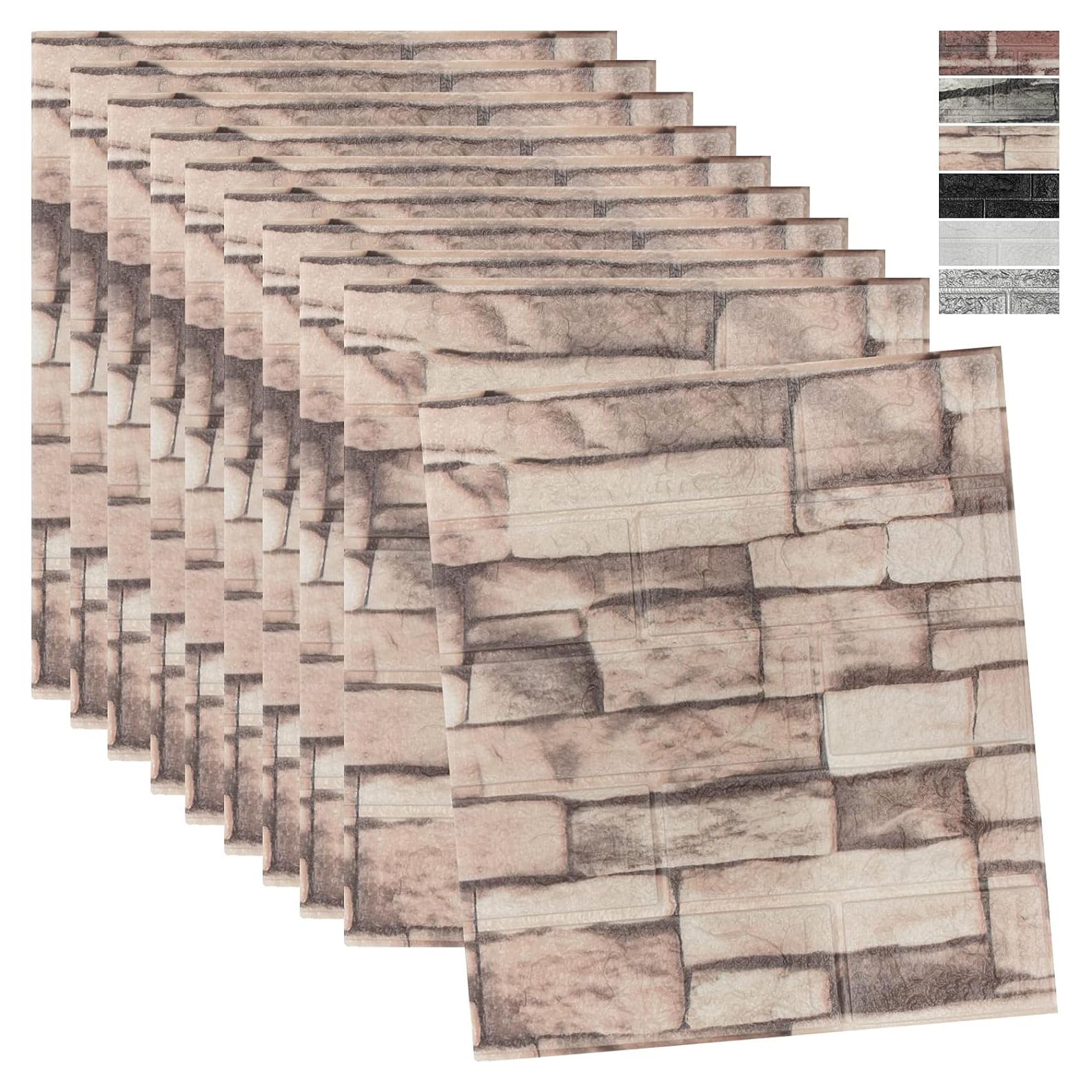 Papel Tapiz 3D Autoadhesivo WAPANE Ladrillo 10 Paquete