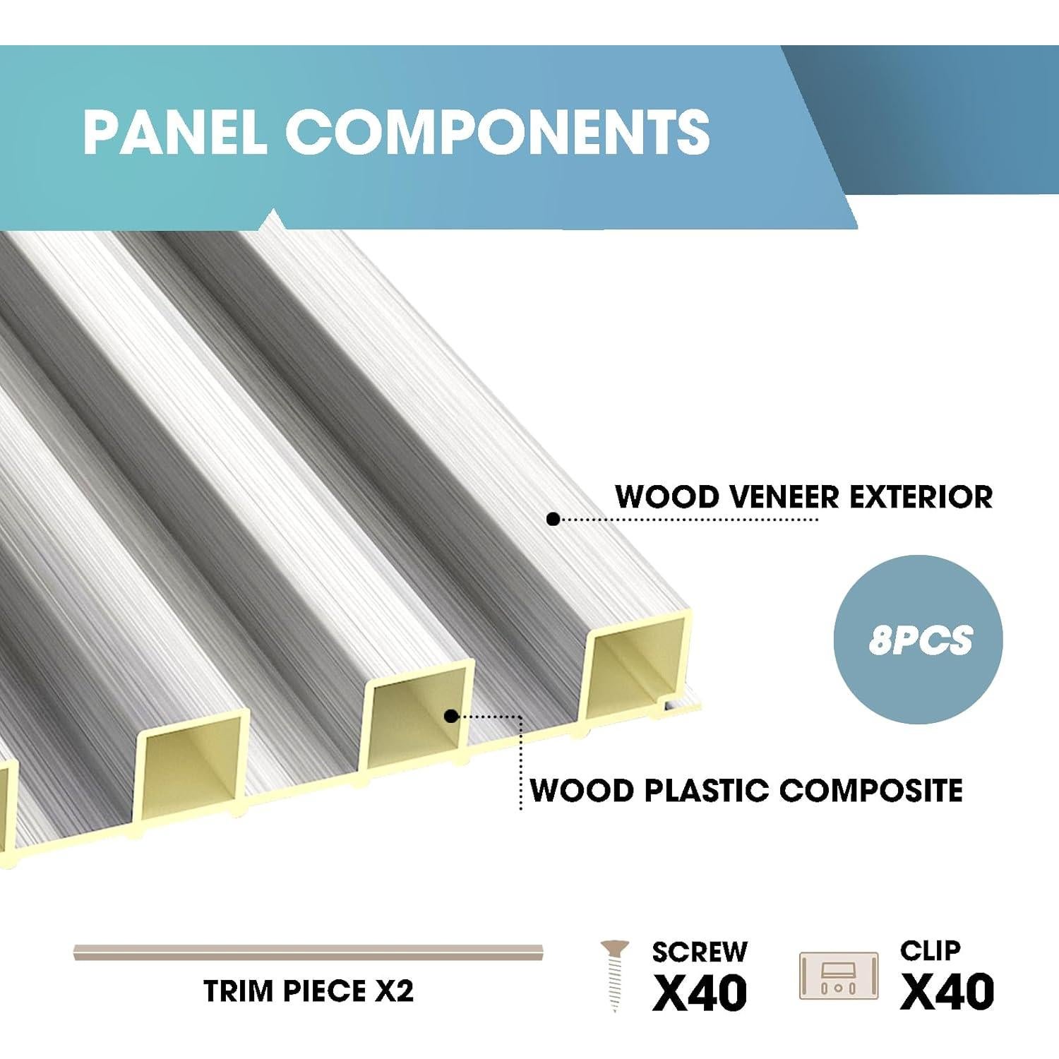 Paneles Acústicos de Pared OUZUGIE 3D Plata Metálica 8 Piezas