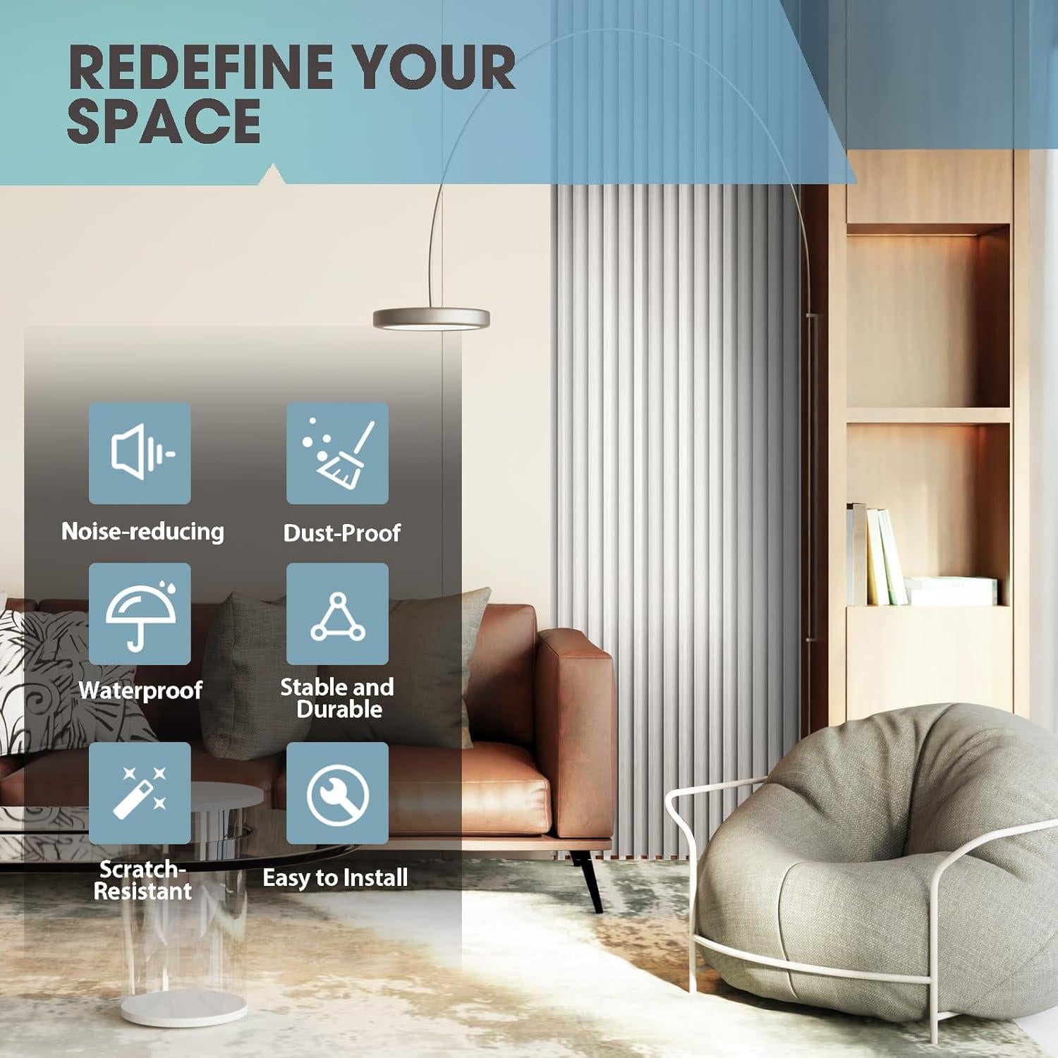 Paneles Acústicos de Pared OUZUGIE 3D Plata Metálica 8 Piezas