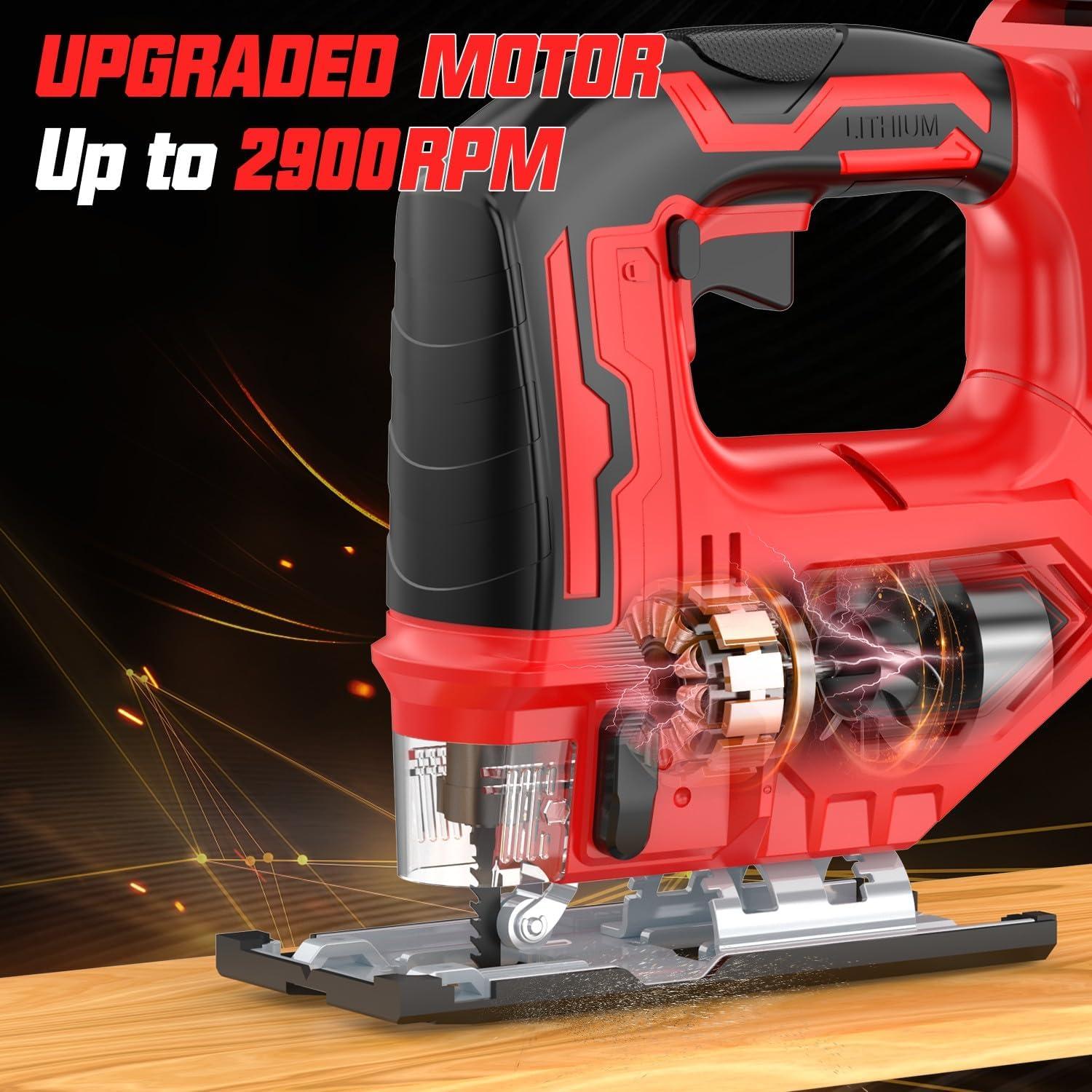 Sierra de calar inalámbrica XunDong 18V 2900RPM con luz LED