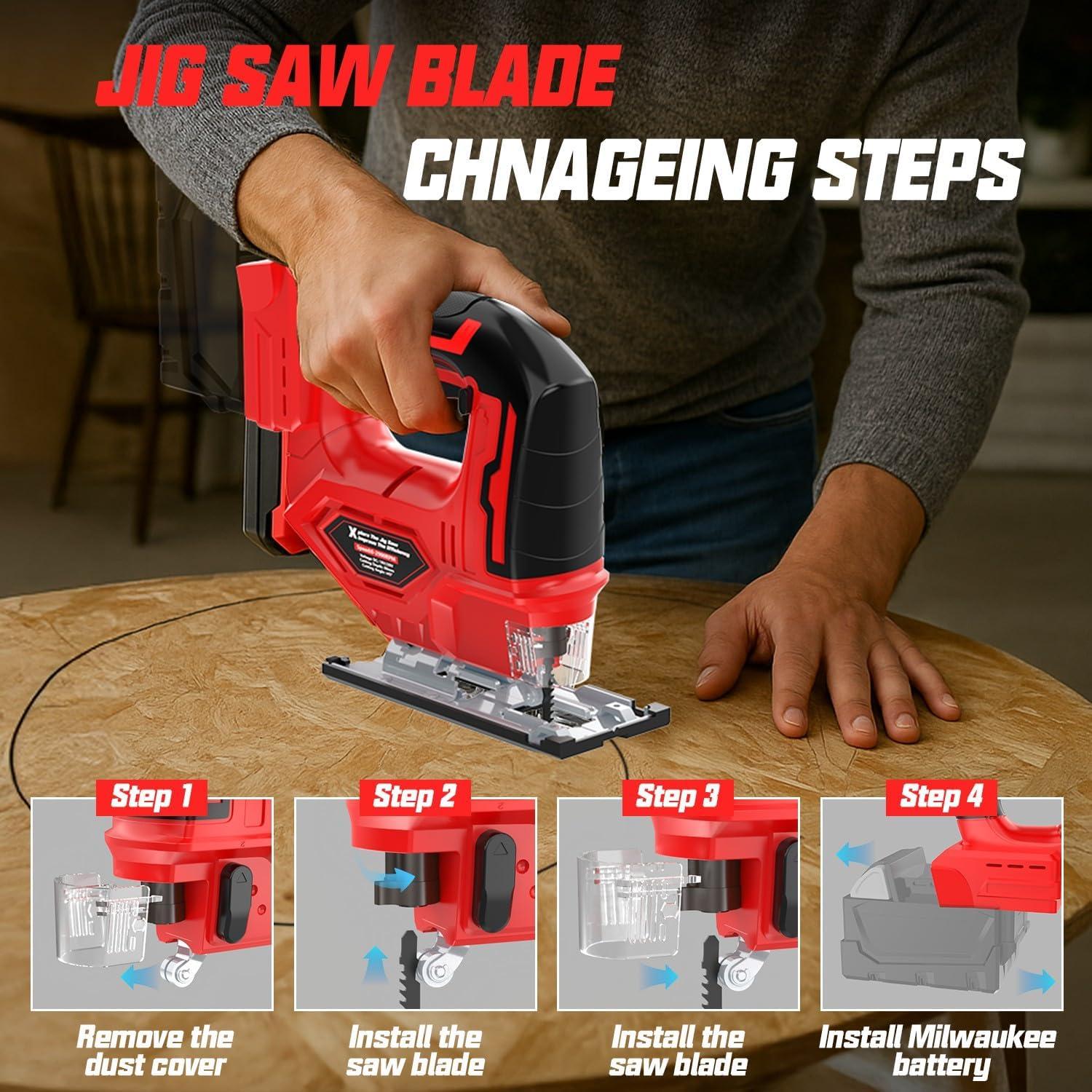 Sierra de calar inalámbrica XunDong 18V 2900RPM con luz LED