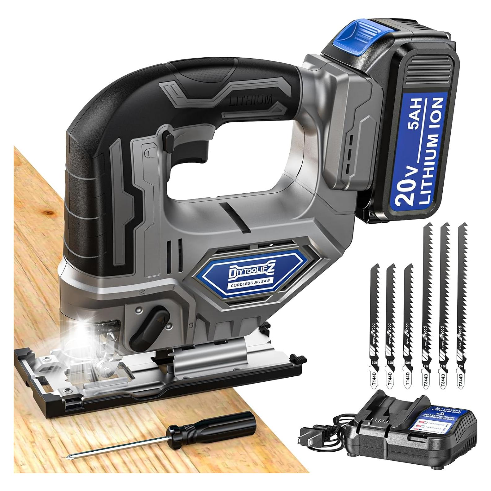 Sierra de calar inalámbrica DIYtoolifz 20V con luz LED