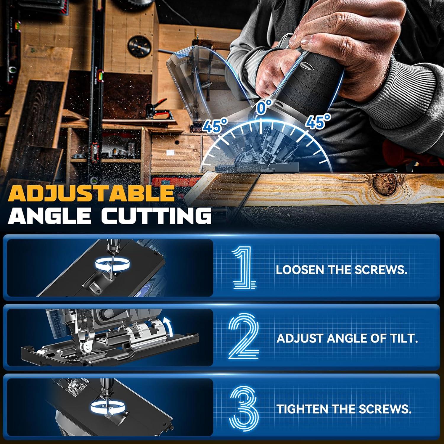 Sierra de calar inalámbrica DIYtoolifz 20V con luz LED