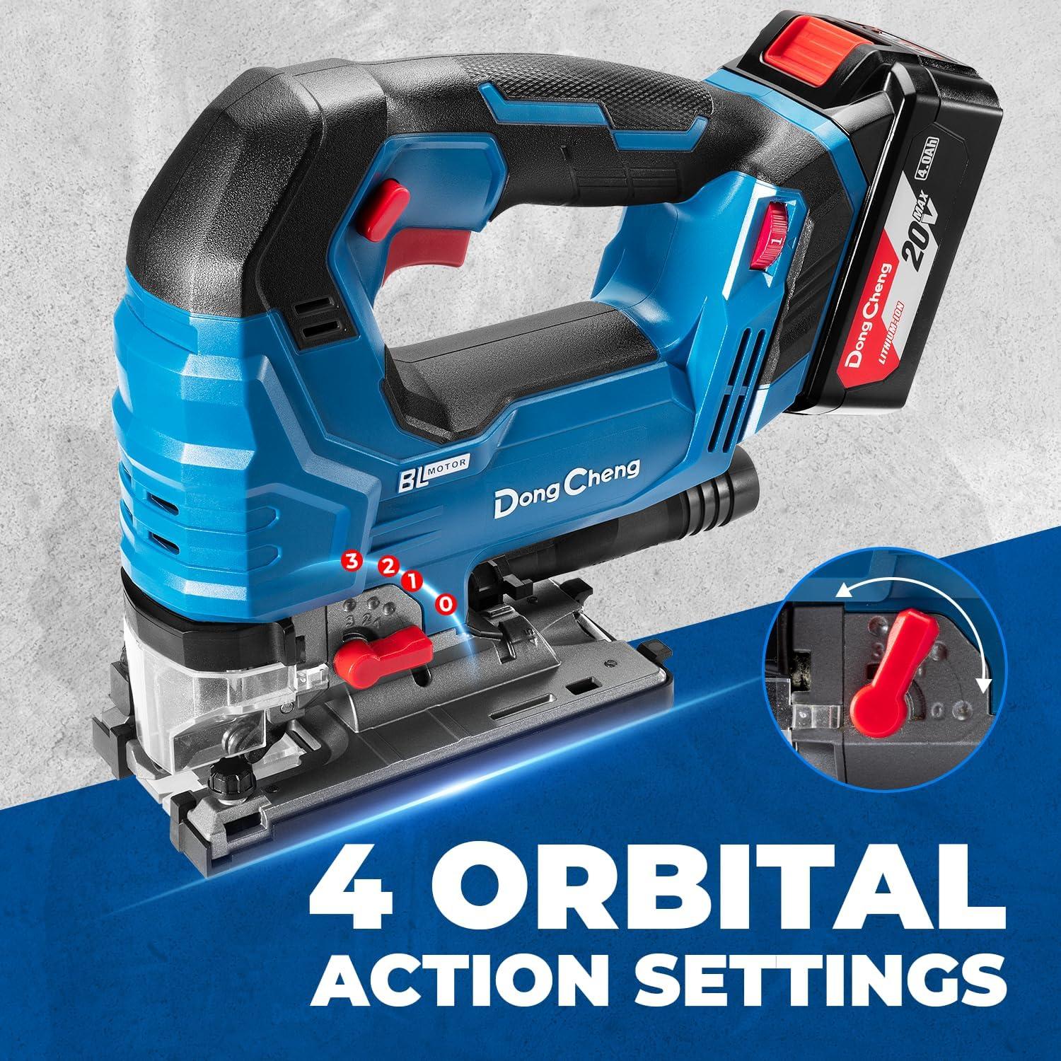 Sierra de calar Dong Cheng 20V, motor sin escobillas, 800-3500 SPM