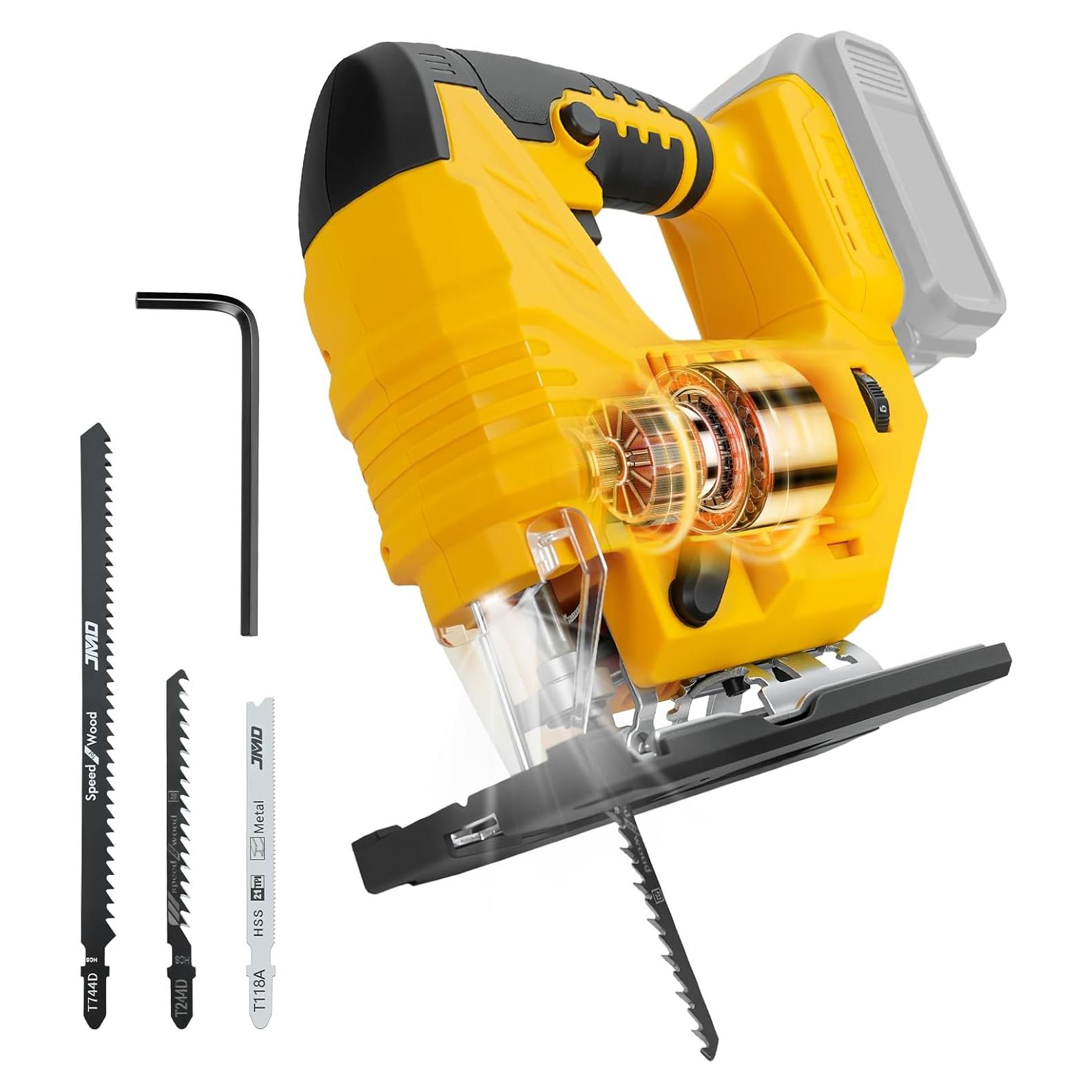 Sierra de calar inalámbrica HLiePiHa 20V con luz LED y 7 velocidades